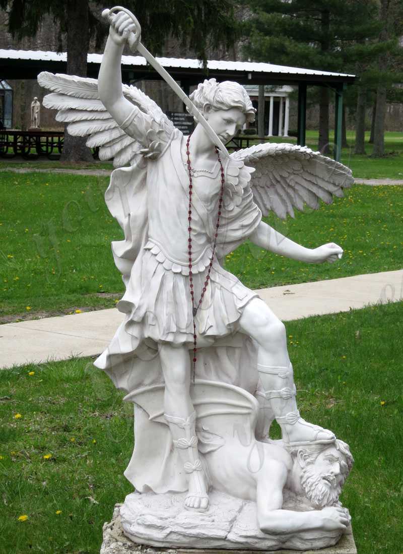 Saint Michael Archangel Life-Sized Marble Statue for Sale