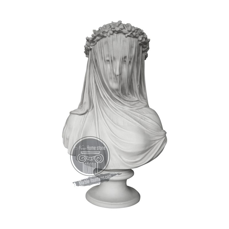 Italian hand carved marble bust of a young woman