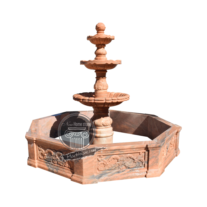 Marble fountain design with octagon pool surround