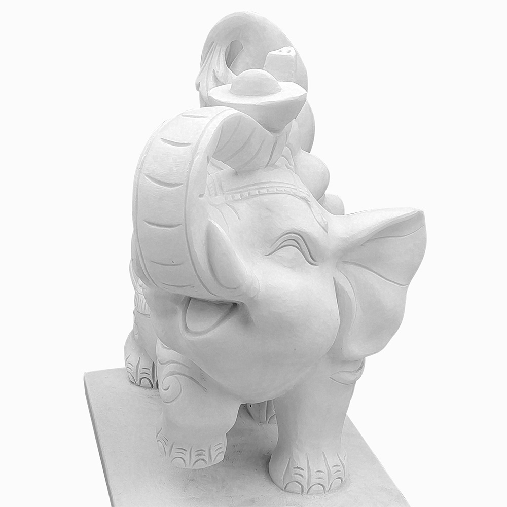 Elegant Marble Elephant Sculpture