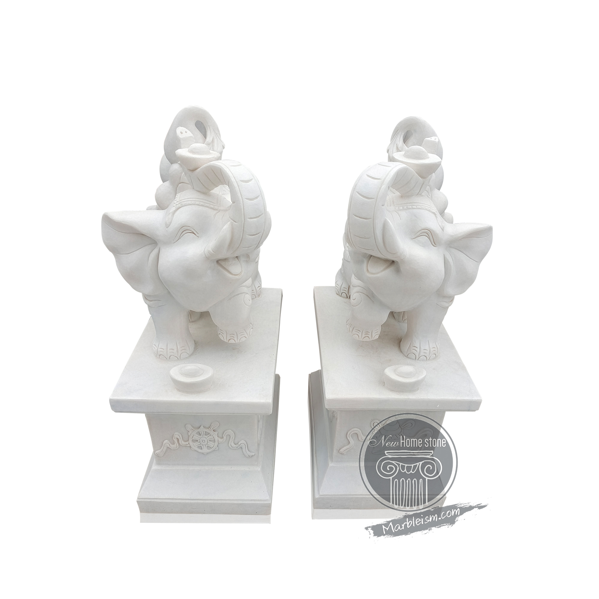 Elegant Marble Elephant Sculpture