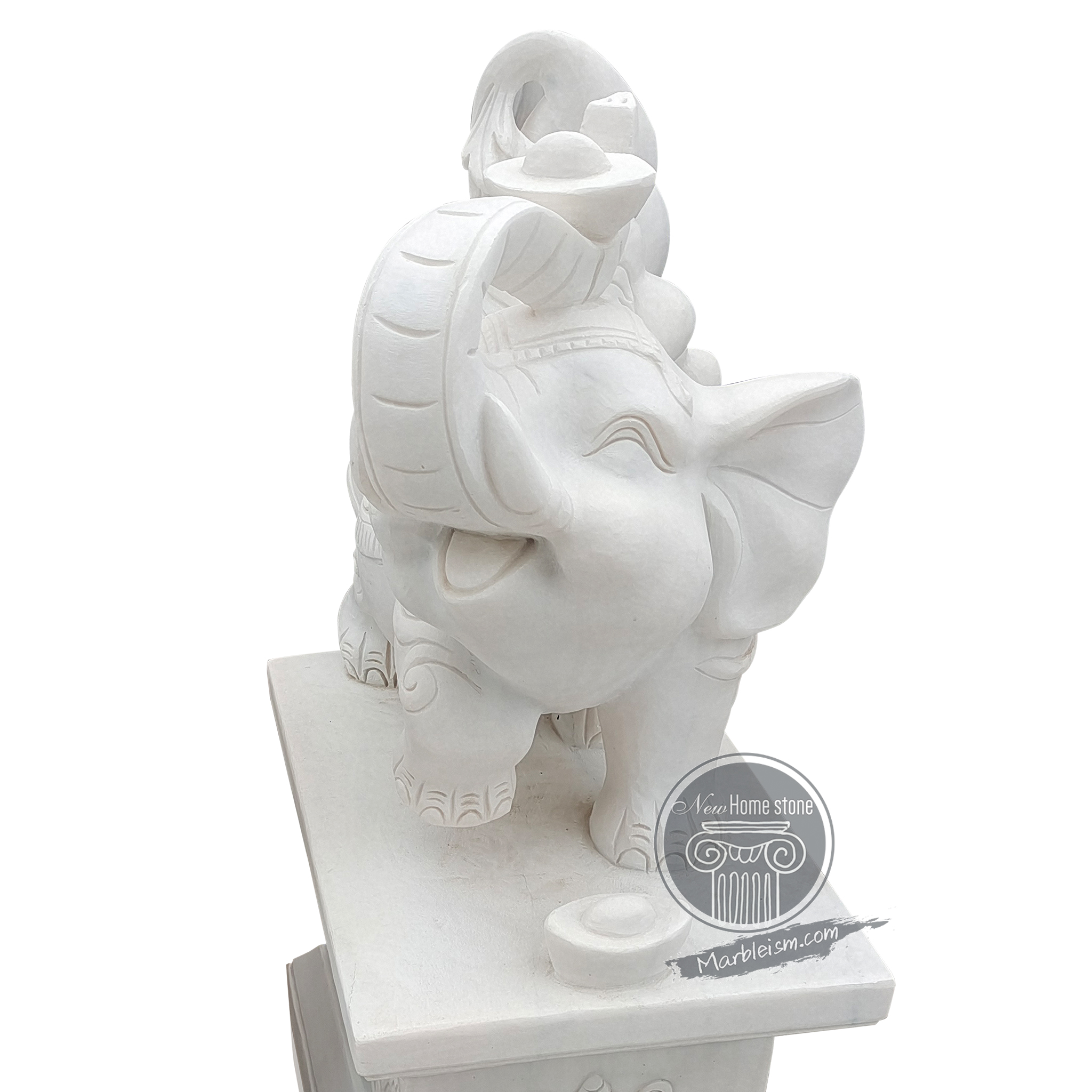 Elegant Marble Elephant Sculpture