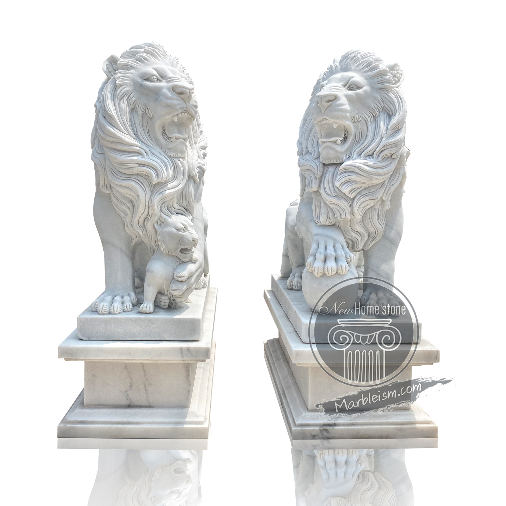 Grand Marble Lion Sculpture