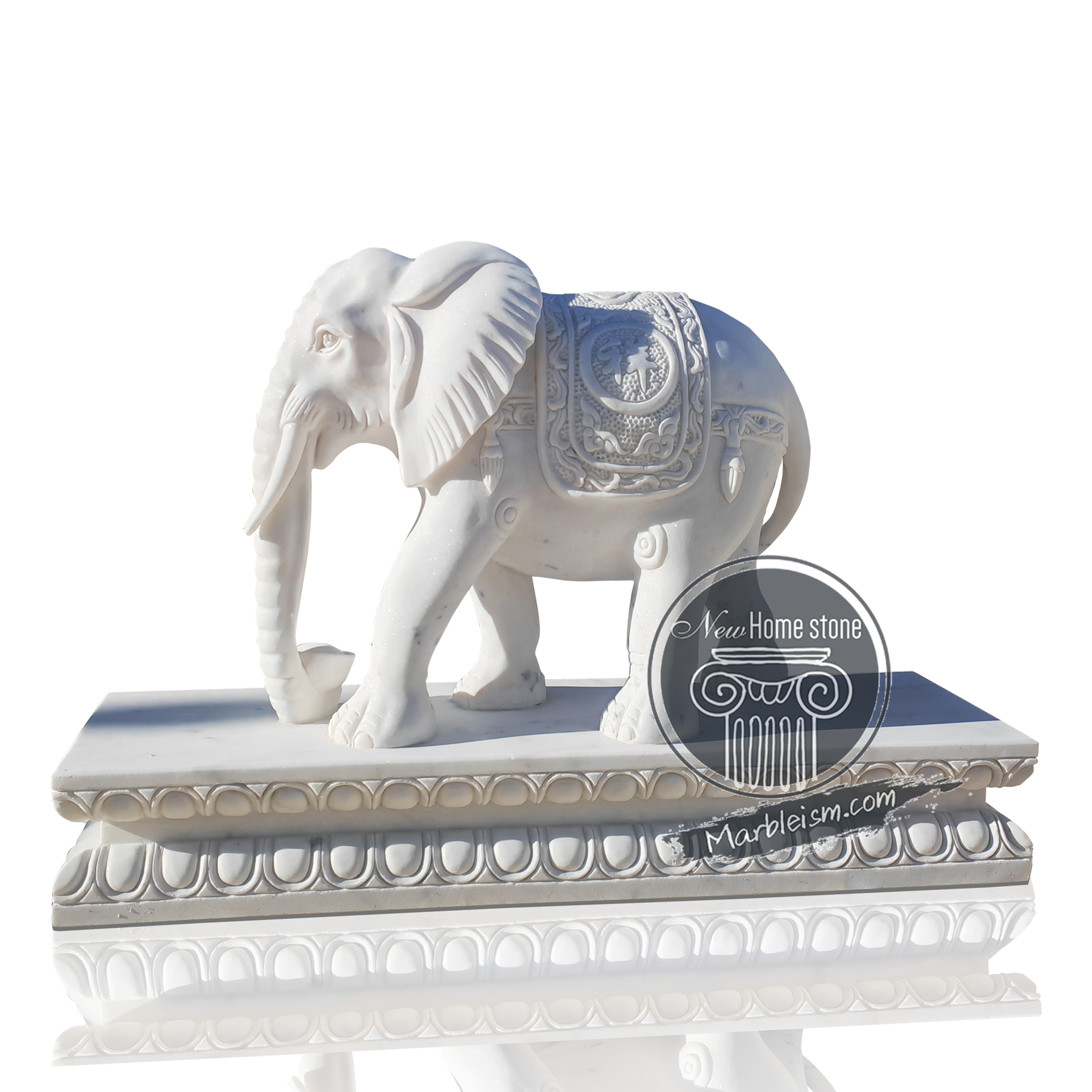 Customizable Life-Size White Marble Elephant Statue