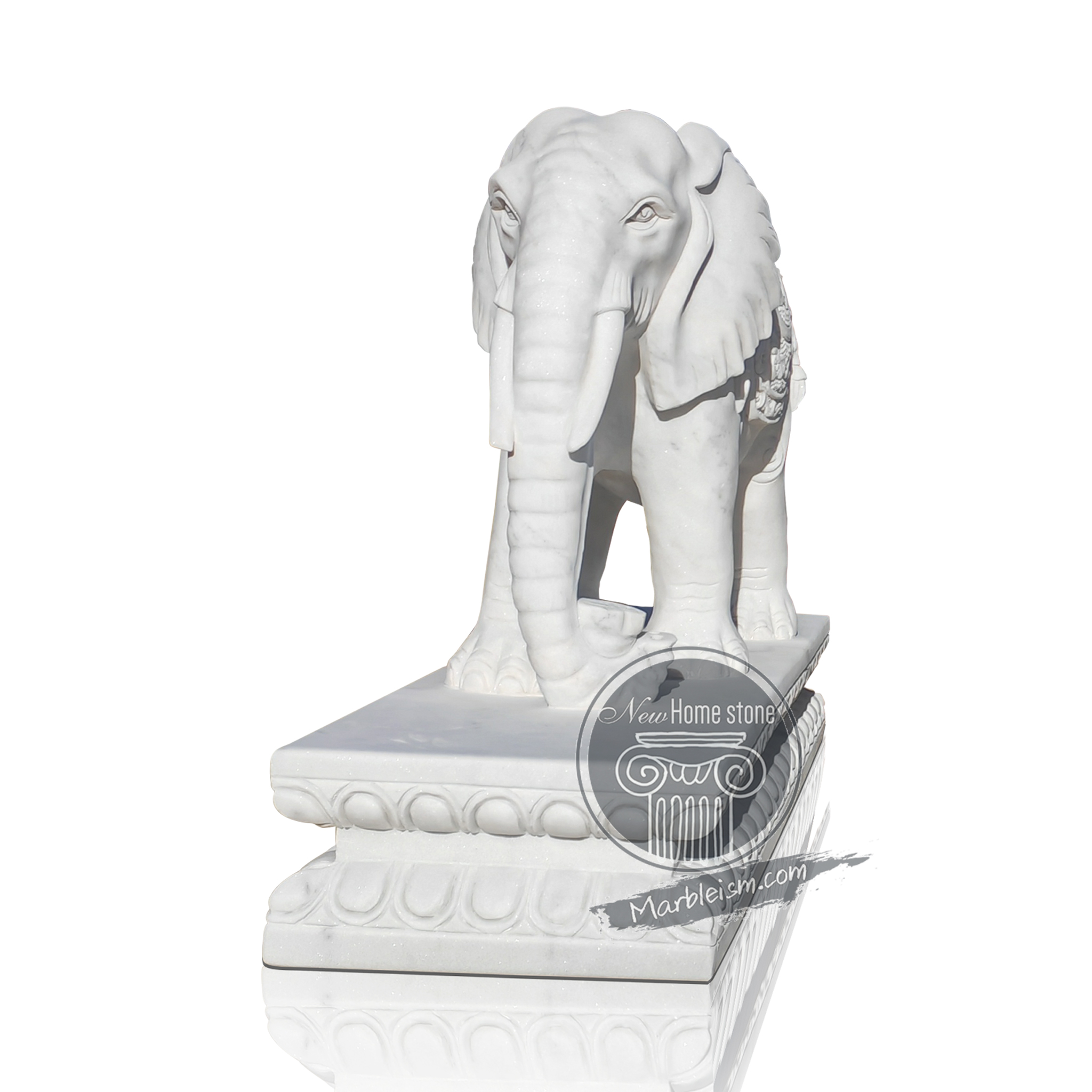 Customizable Life-Size White Marble Elephant Statue