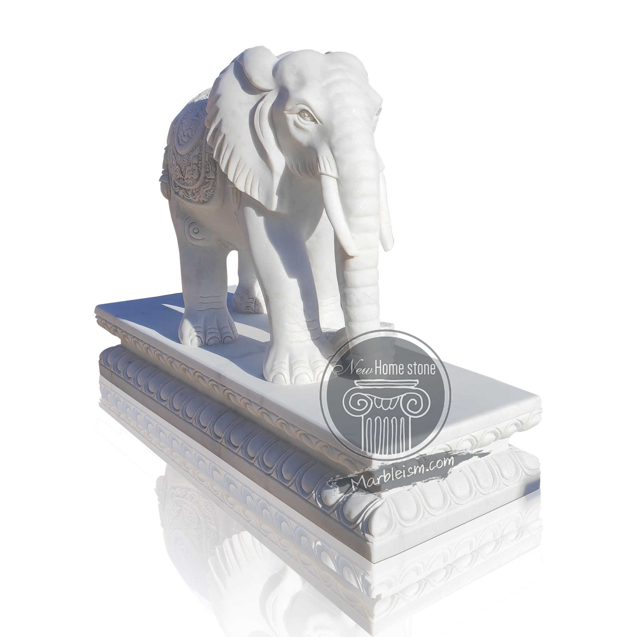 Customizable Life-Size White Marble Elephant Statue