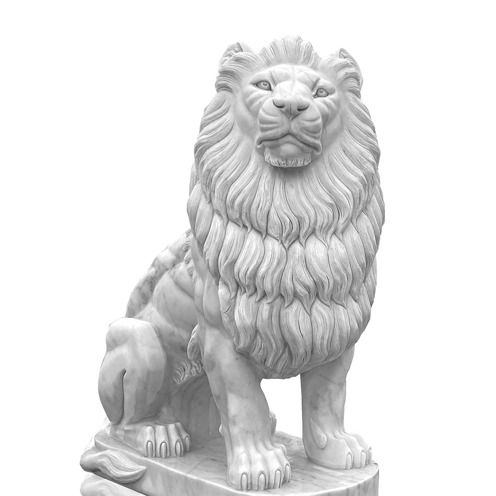 White Marble Lion Statue