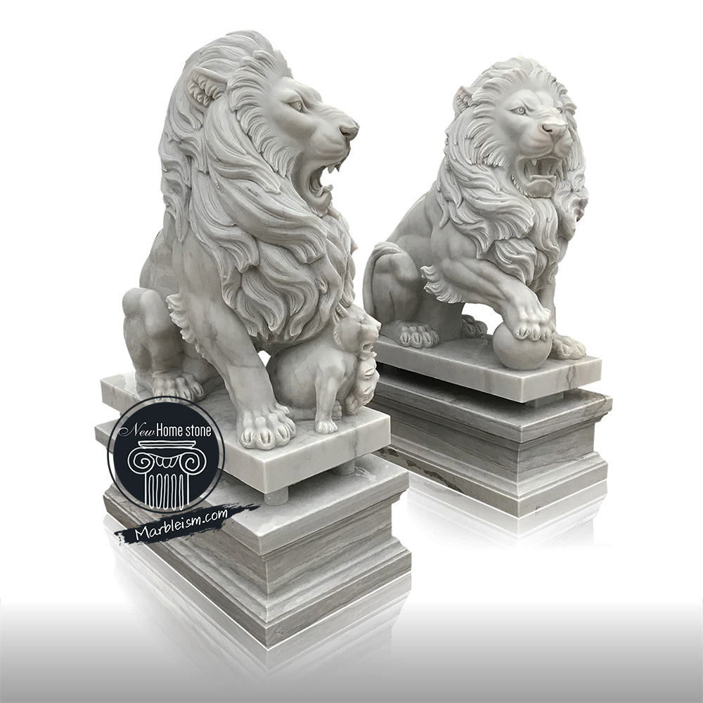 Home Garden Decoration Stone Hand Carved Animal Lion Sculpture Life Size  Marble Lion Sculpture Statue - China marble statue and Lion Sculpture price