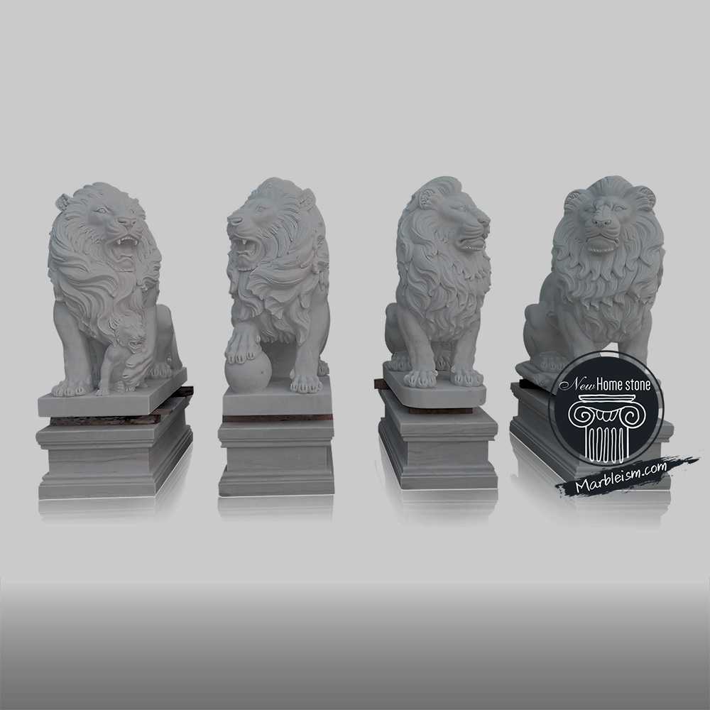 Stone statues of playing lion