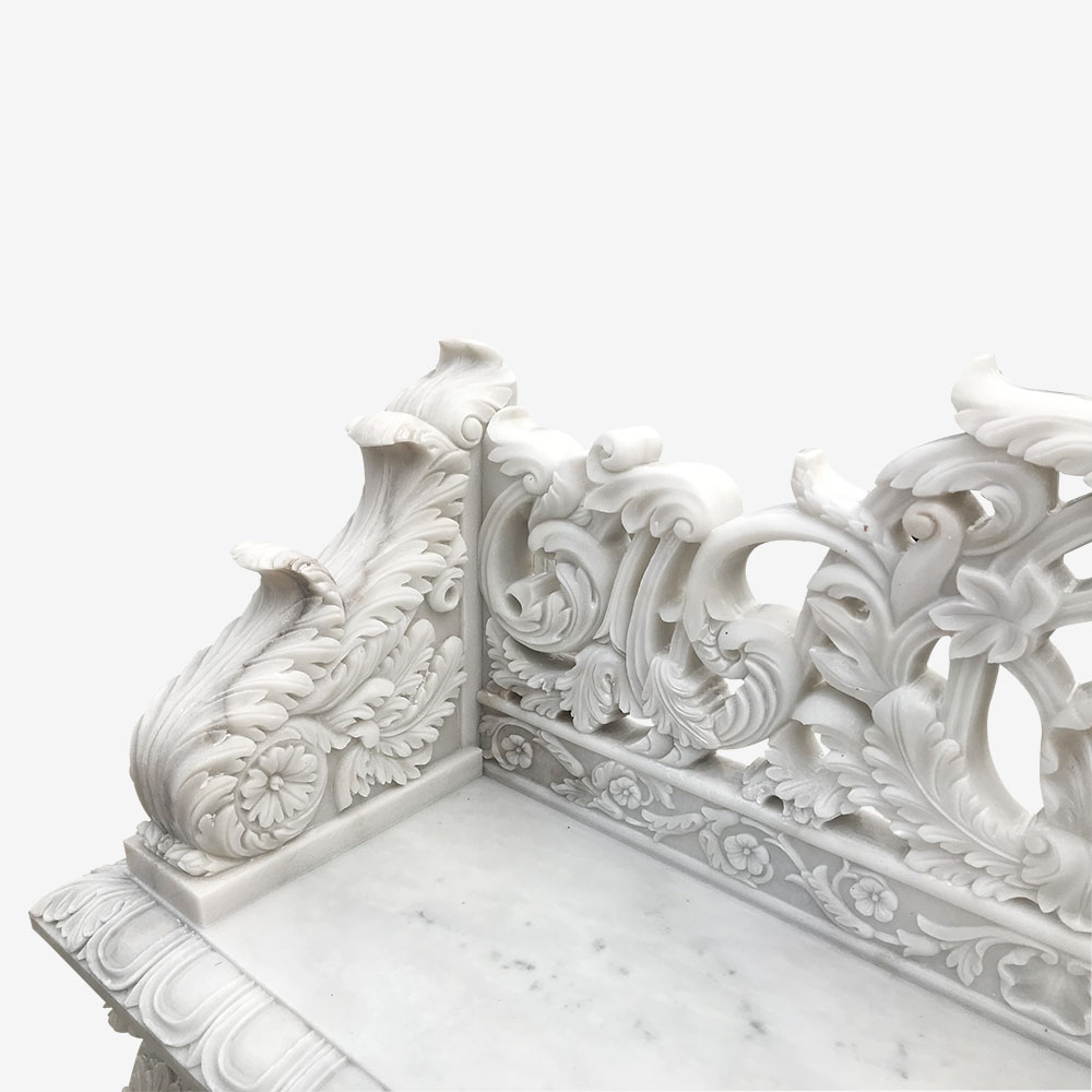 Delicate Floral Carving Stone Bench