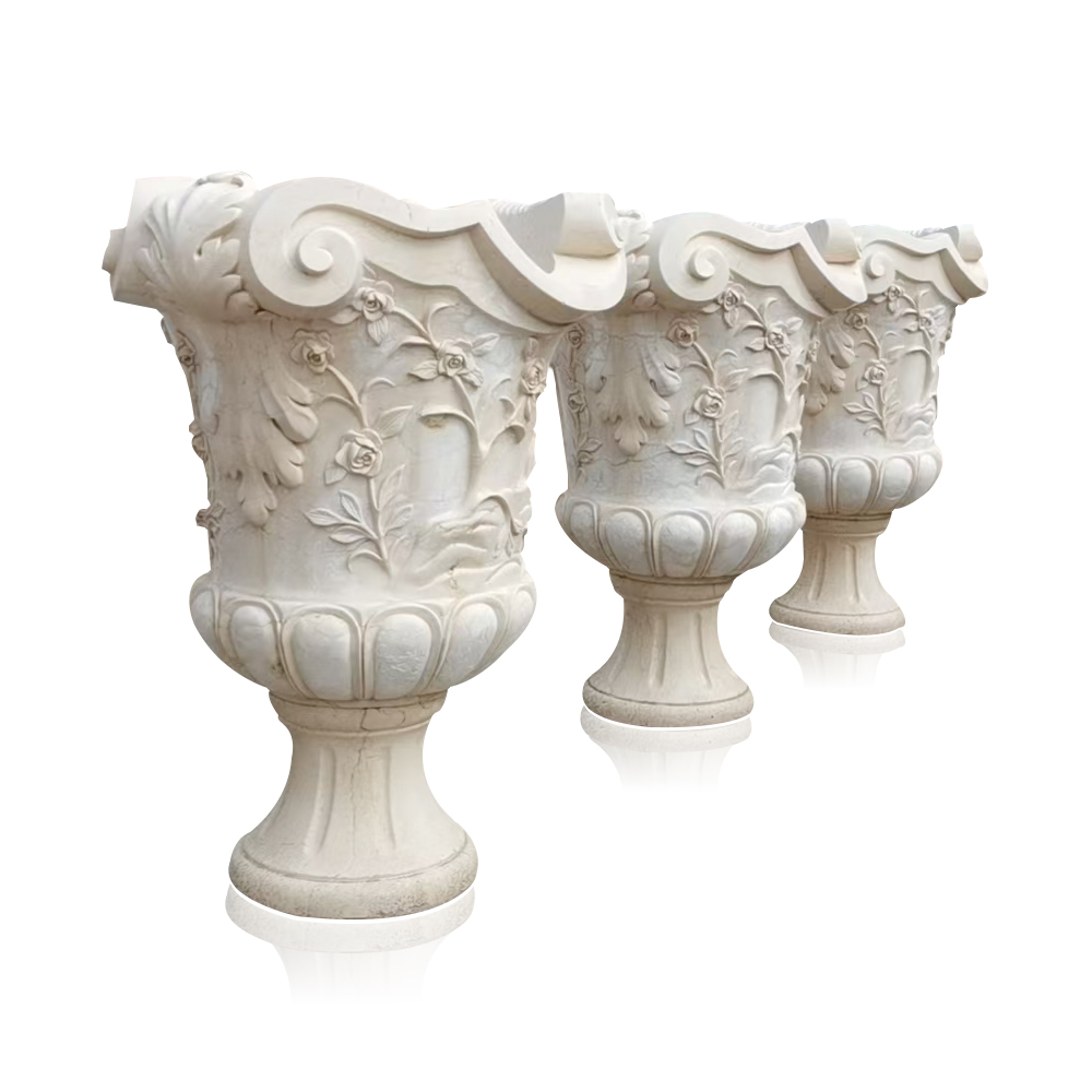 White marble garden planter