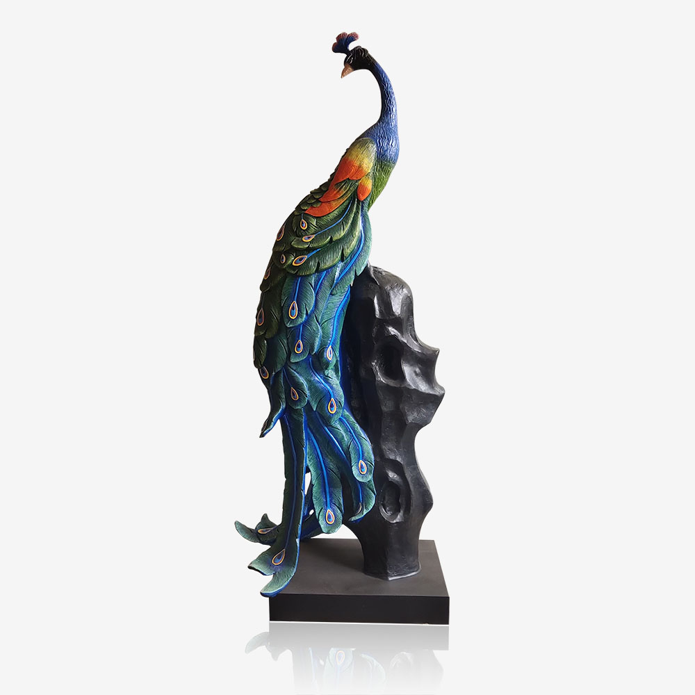 Image of a Large bronze peacock statue