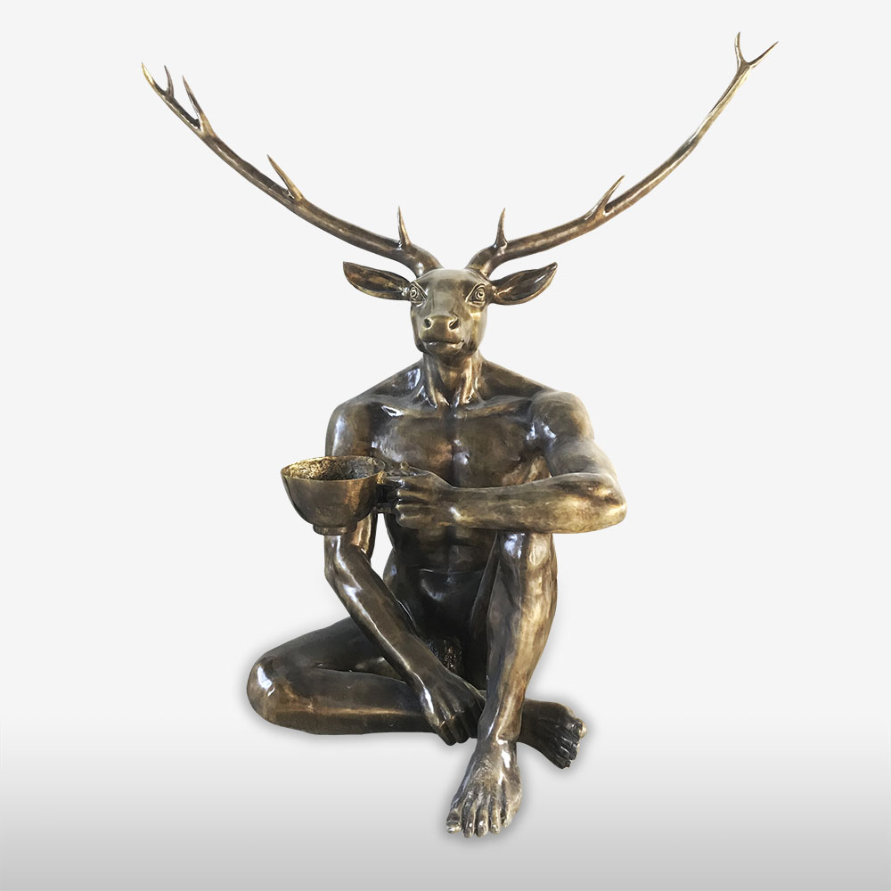 Mythology bronze statues, life size bronze statues of DeerMan