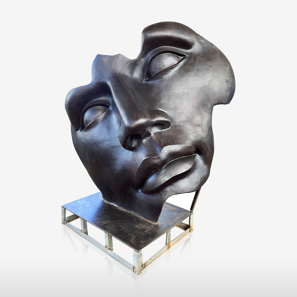 Large bronze sculpture for sale, large modern bronze statue of partical face