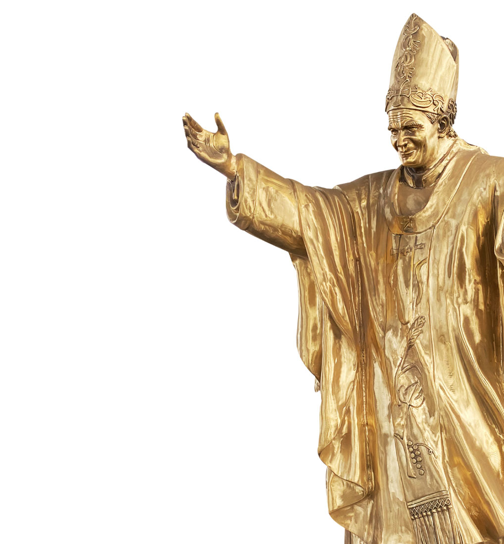 Custom large bronze statue of Pope John Paul