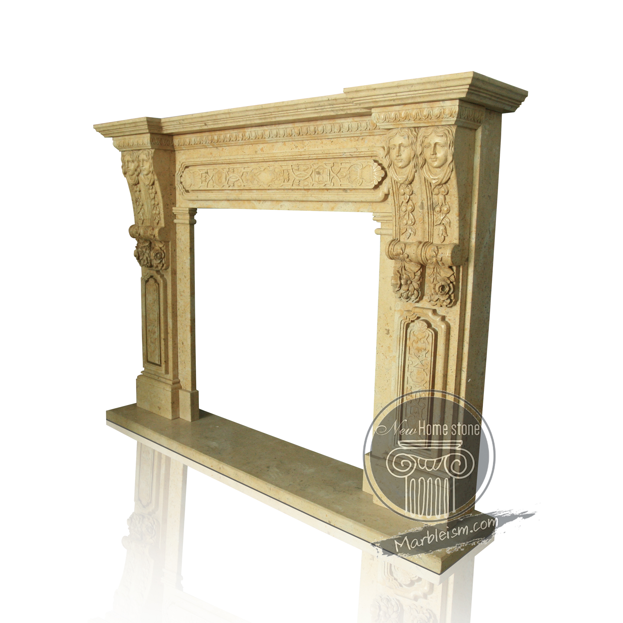 antique carving fireplace mantel