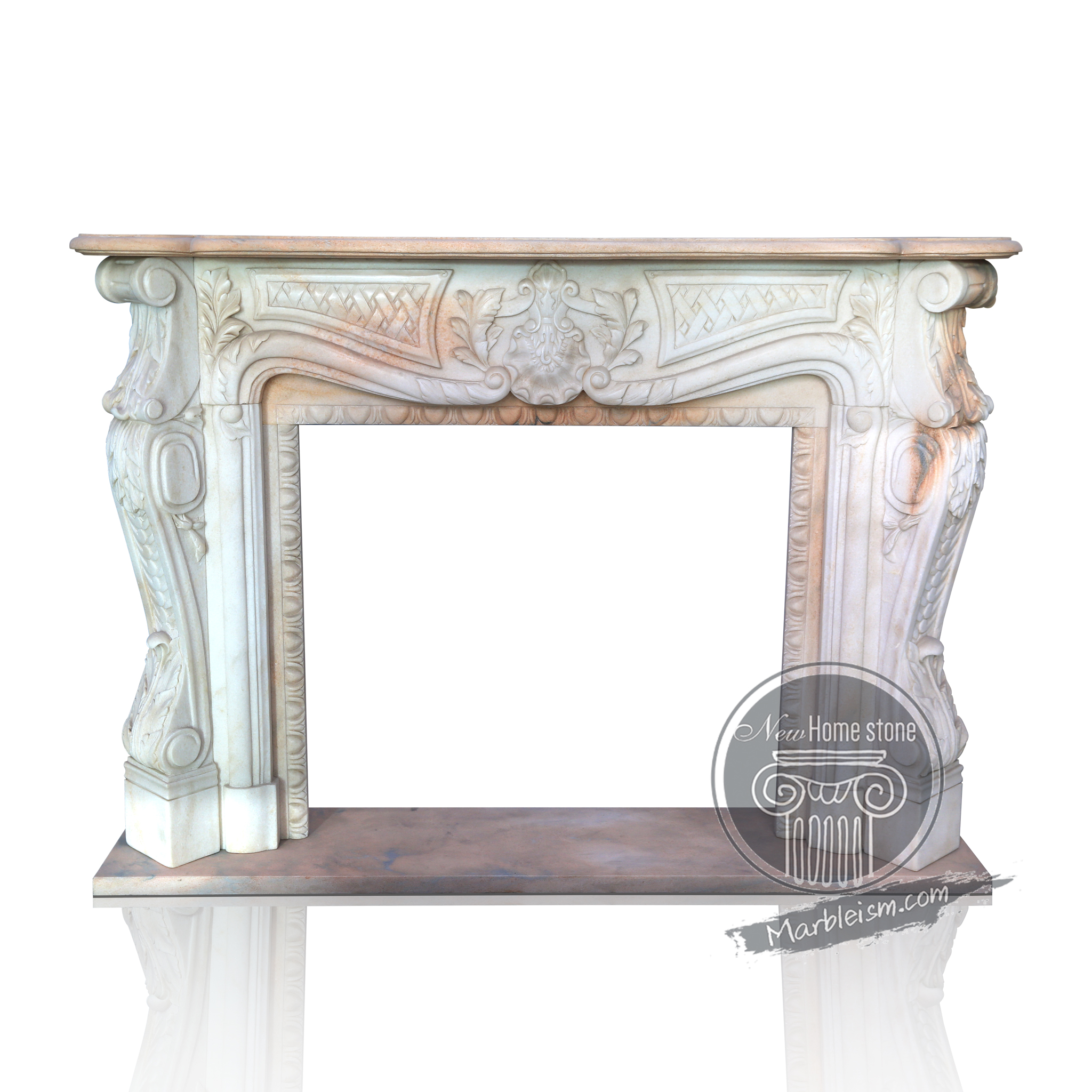 Elegant Light Pink Marble Fireplace