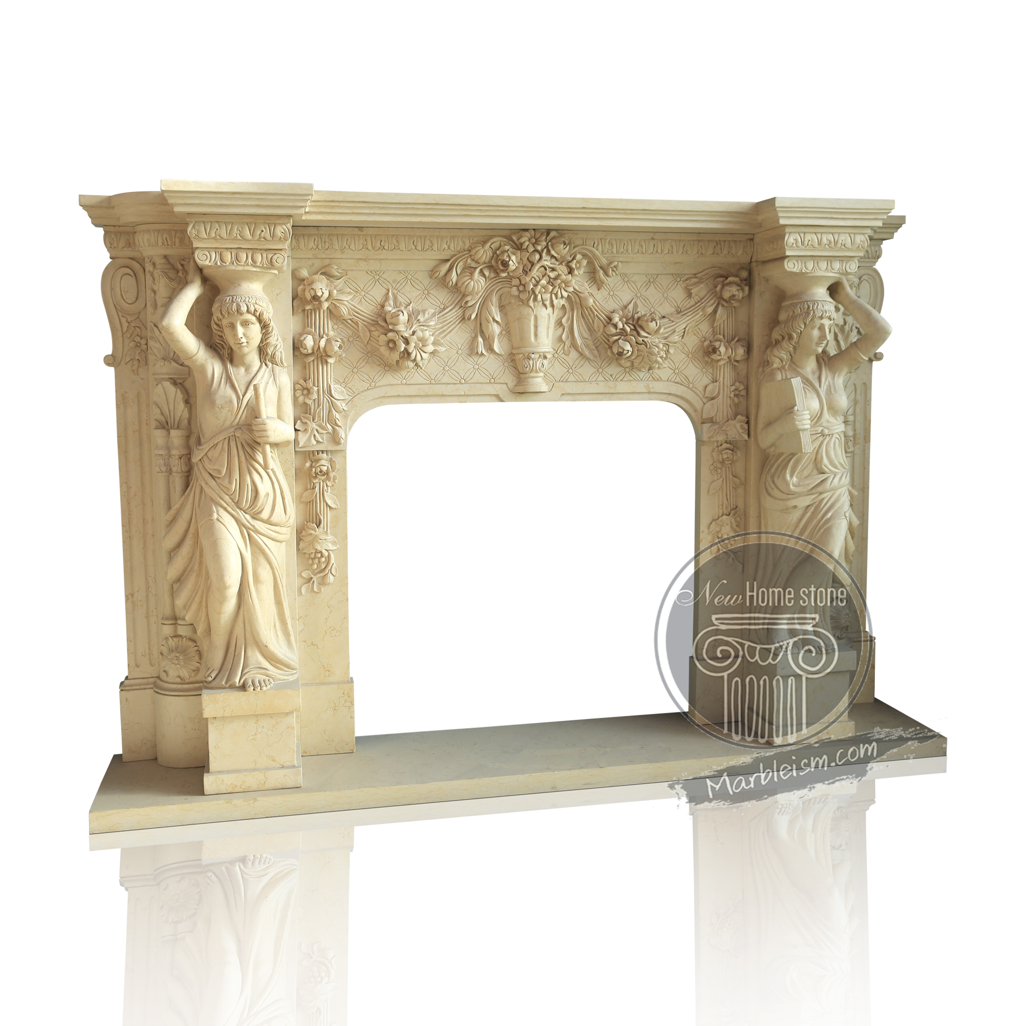 FIGURATIVE SCULPTURE FIREPLACE SURROUND