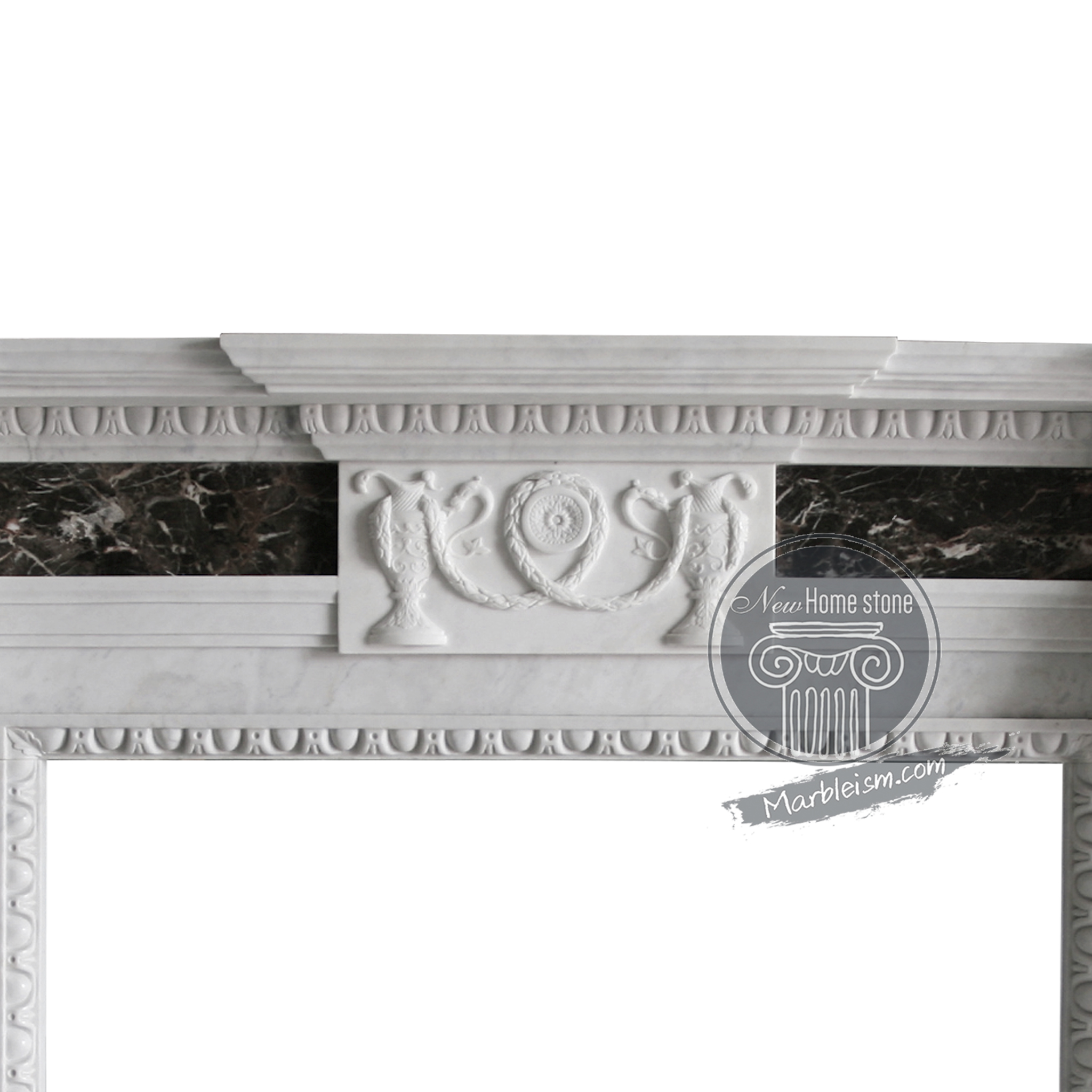 marble fireplace mantel with black marble columns legs