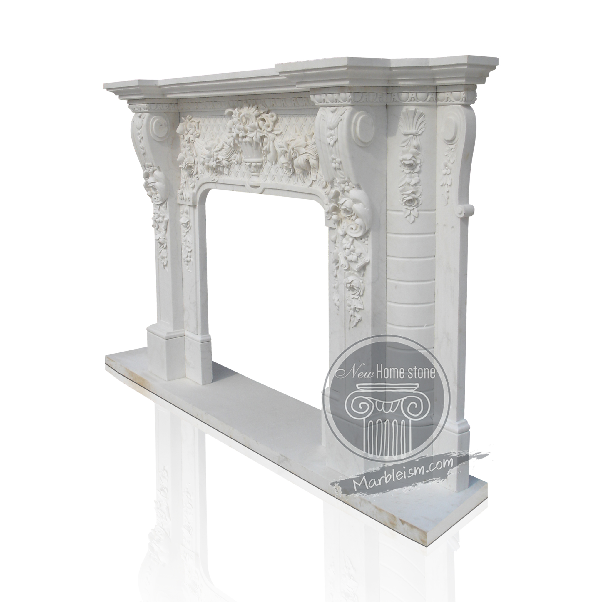 Victorian style fireplace surround with face piece carving