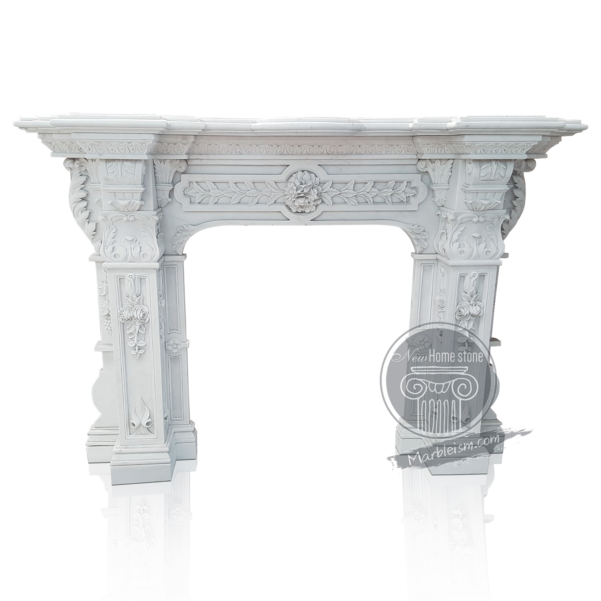 Victorian carved marble fireplace mantel