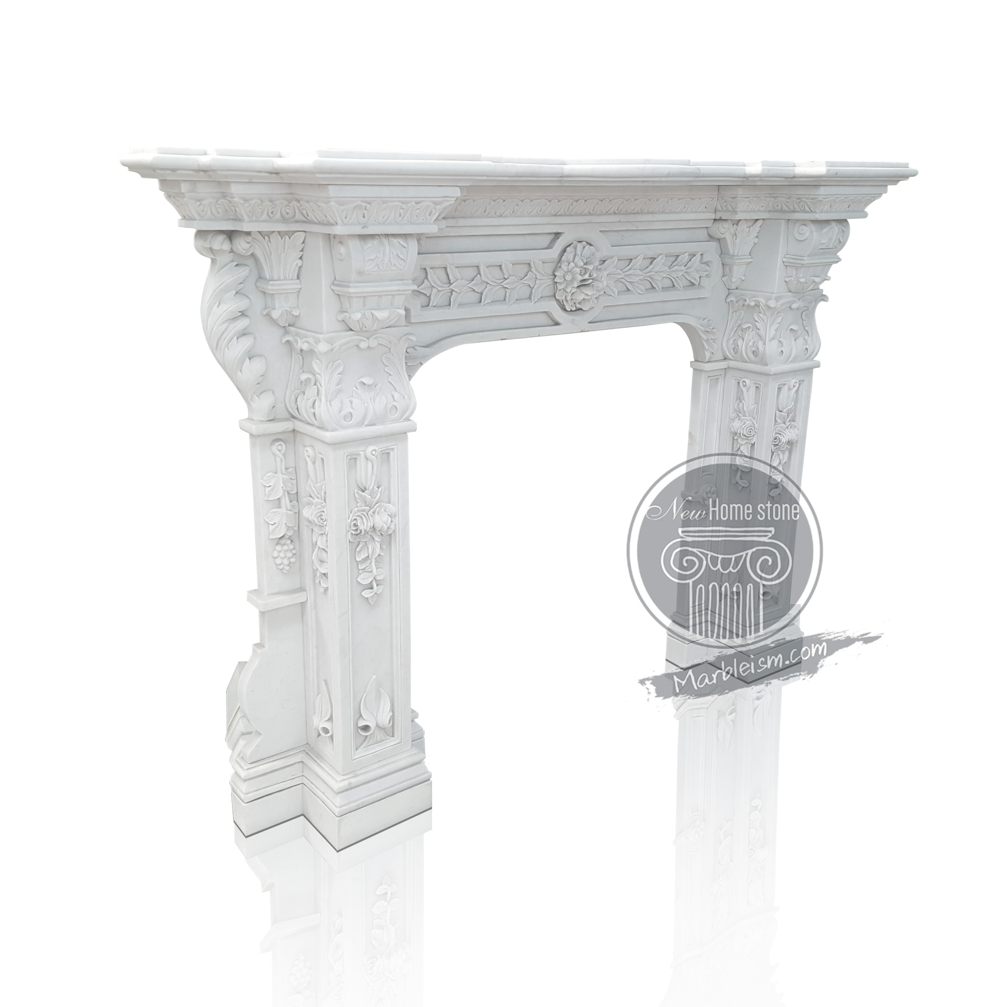 Victorian carved marble fireplace mantel