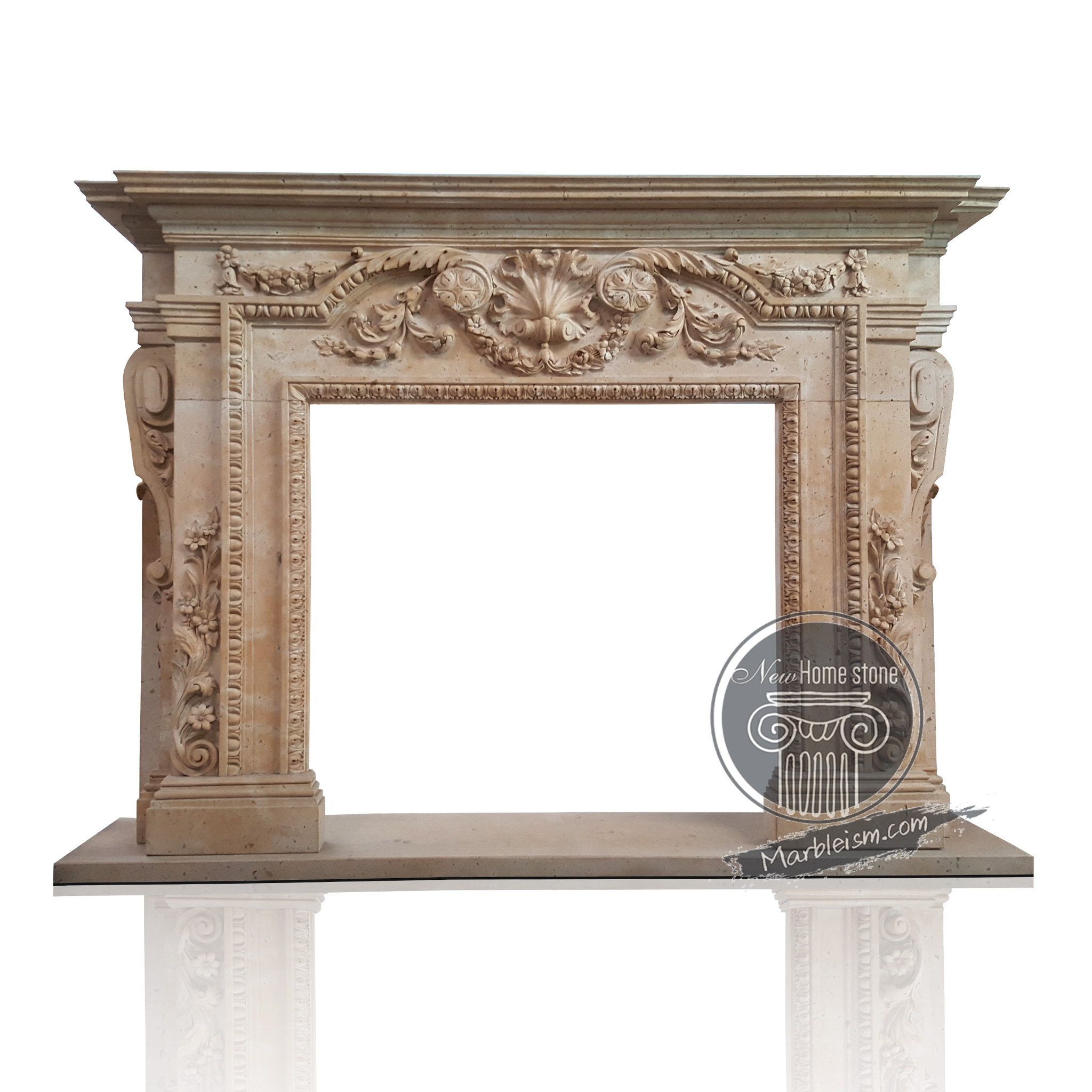 Light Pink Marble Fireplace Mantel