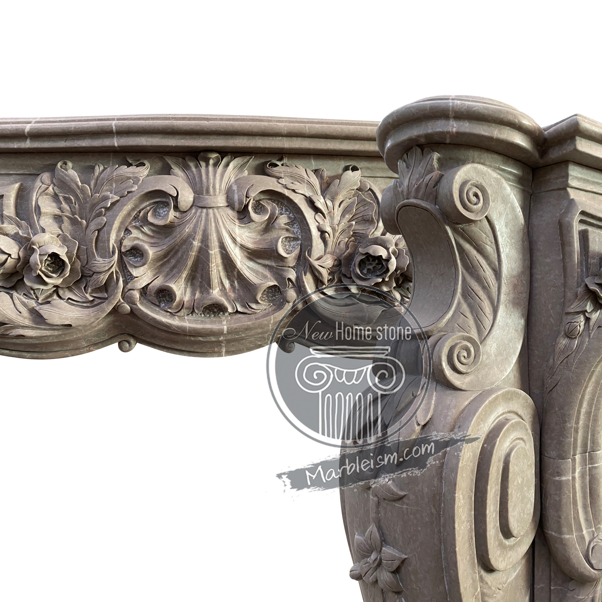 Marble fireplace mantel with fluted legs