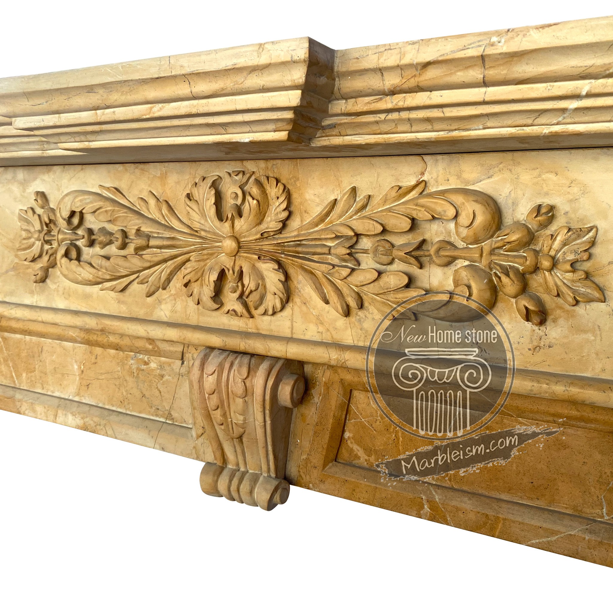 Scroll carving corbel fireplace surround