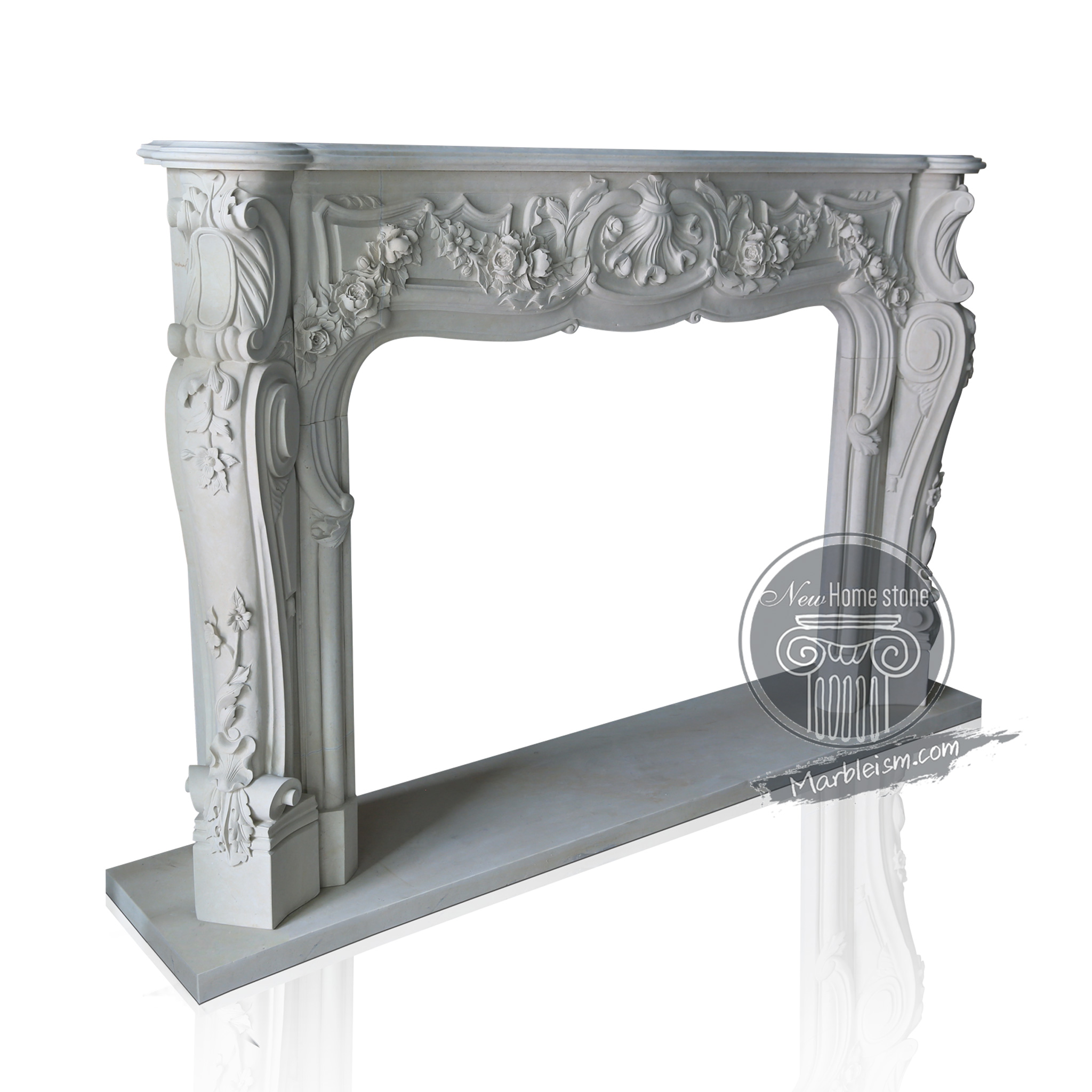 Curved corbel legs marble fireplace mantel