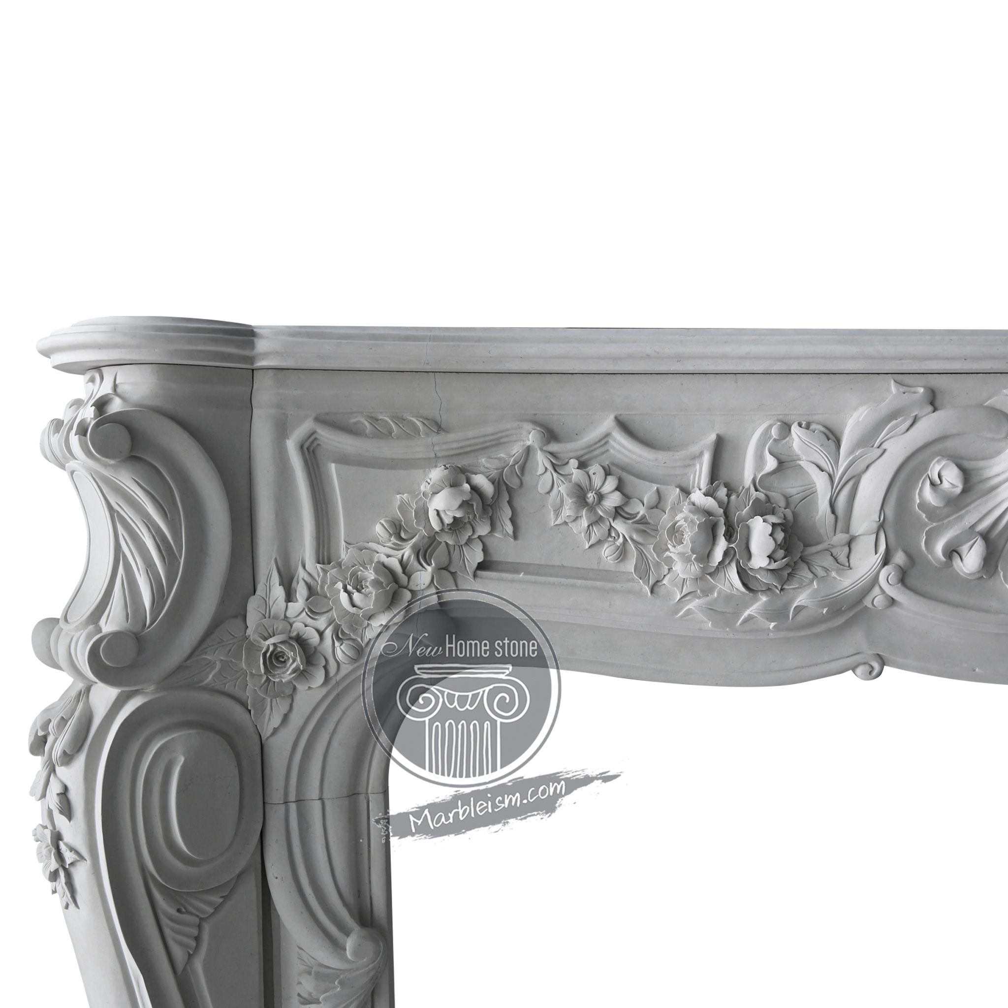 Curved corbel legs marble fireplace mantel