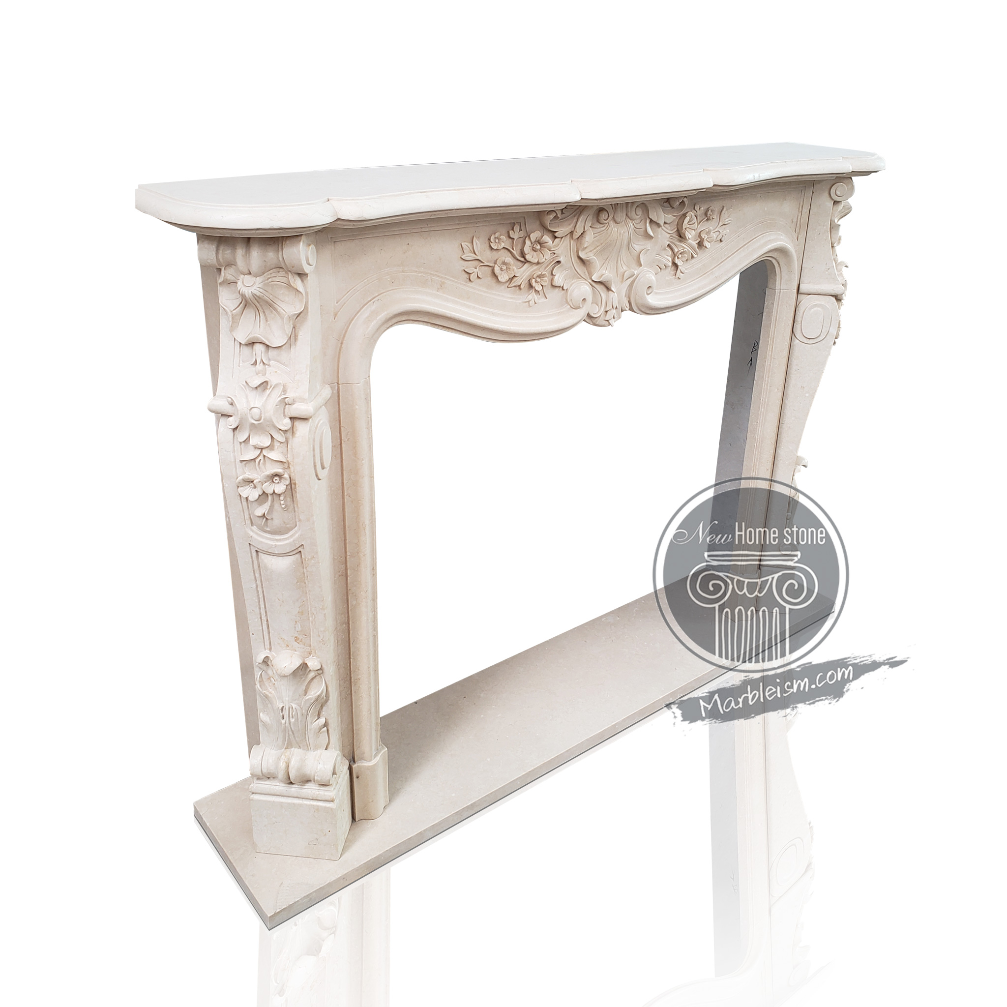 Conch Carving Fireplace Mantel