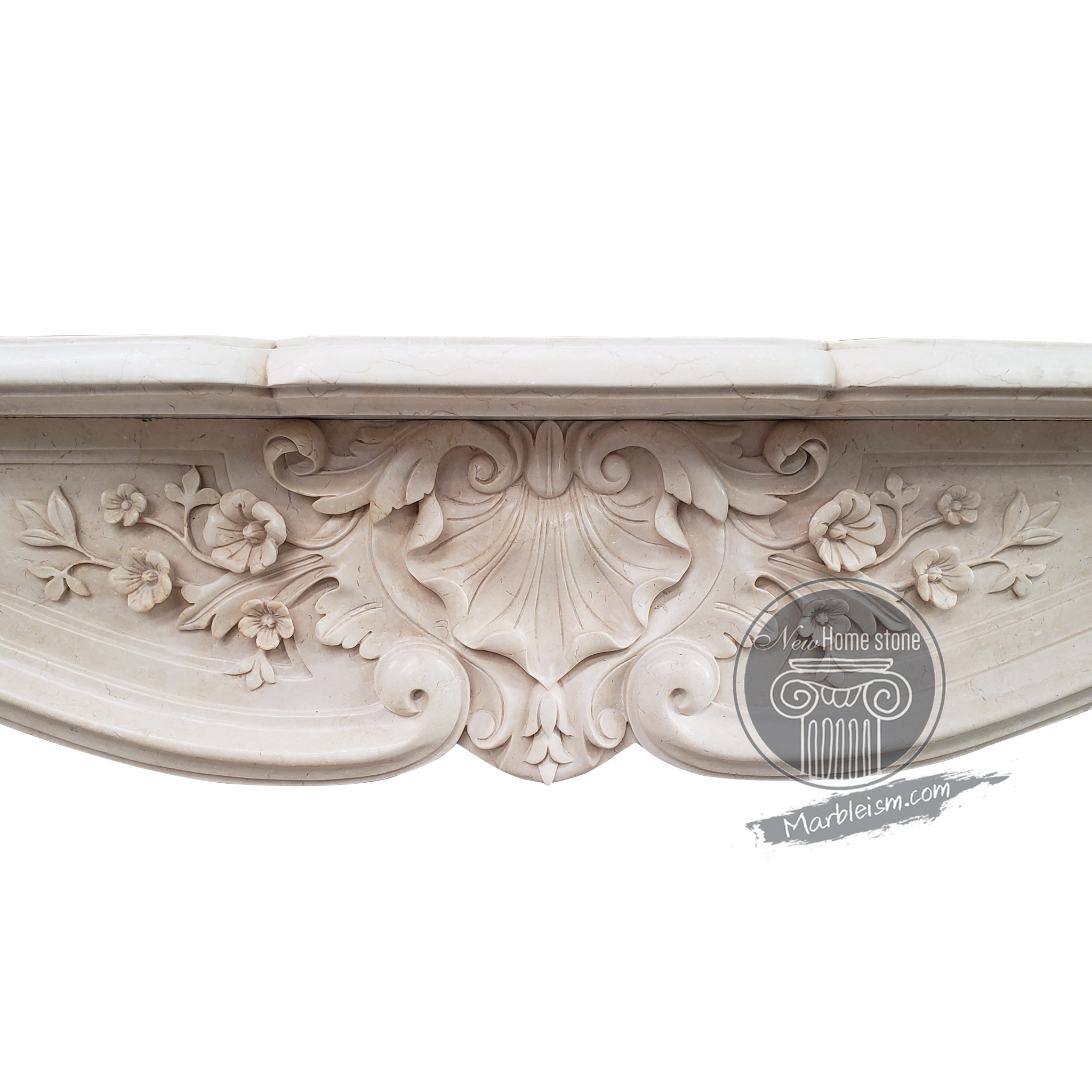 Conch Carving Fireplace Mantel