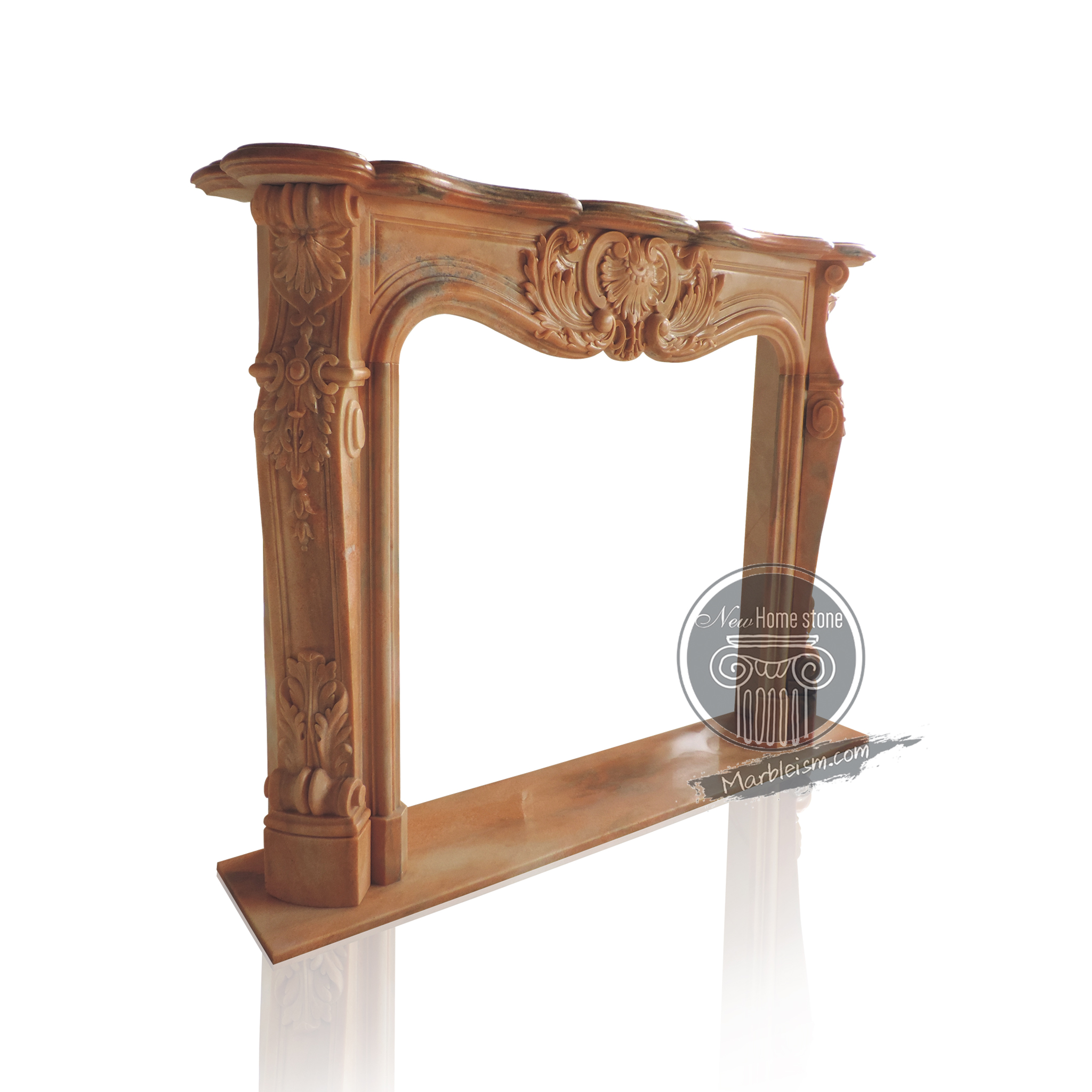 Hand-carved antique marble fireplace