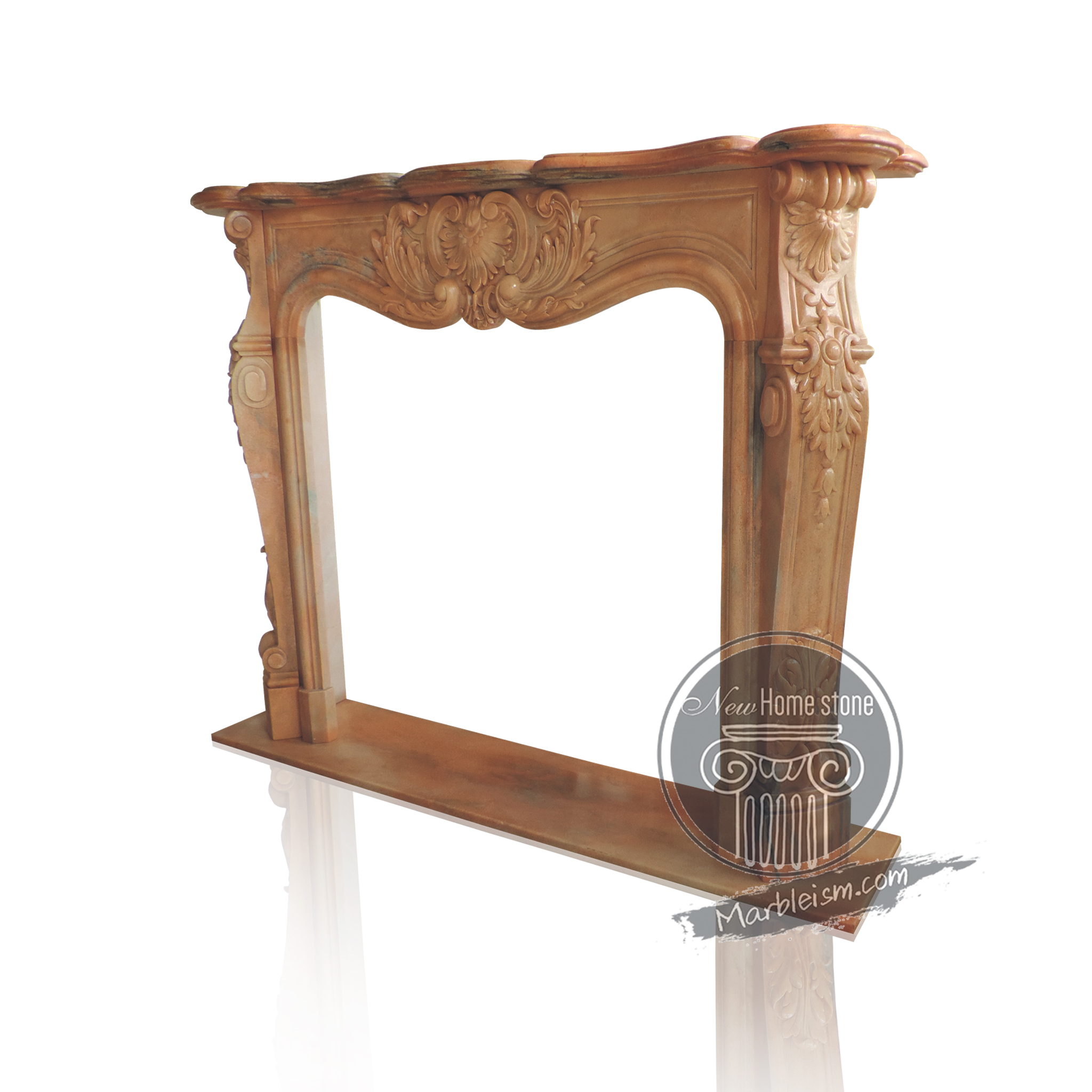 Hand-carved antique marble fireplace