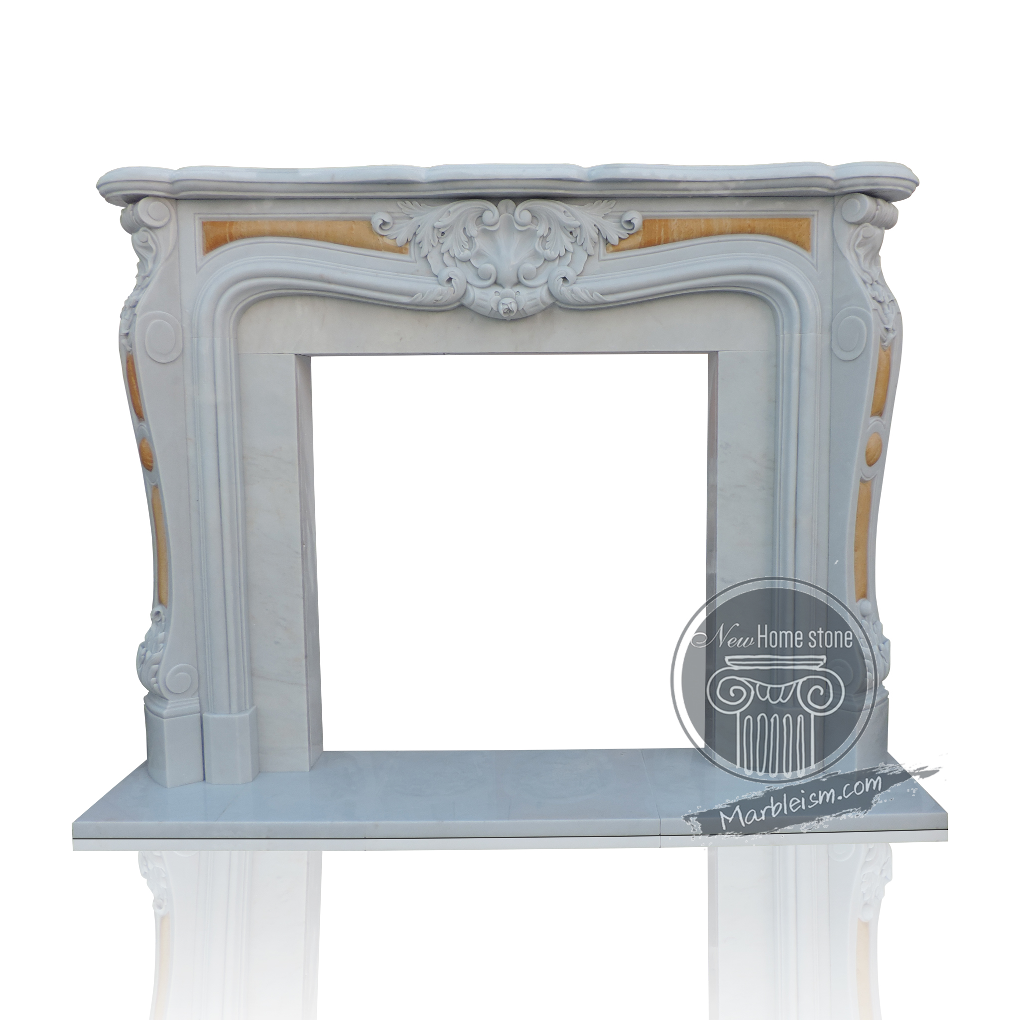 Mixed Color Marble Classical Design Fireplace Surround 