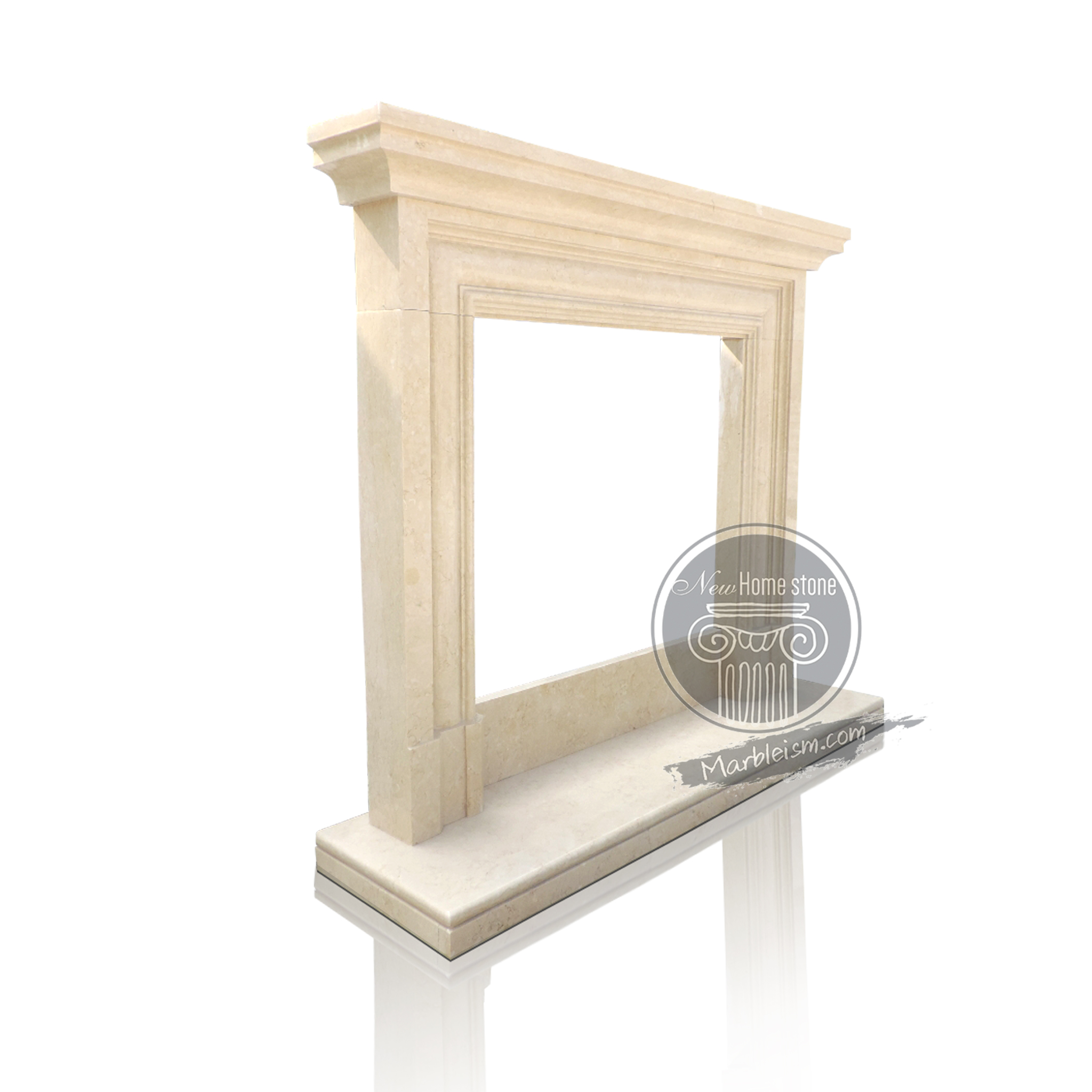 English Beige Marble Surround for High-End Apartment Living Room