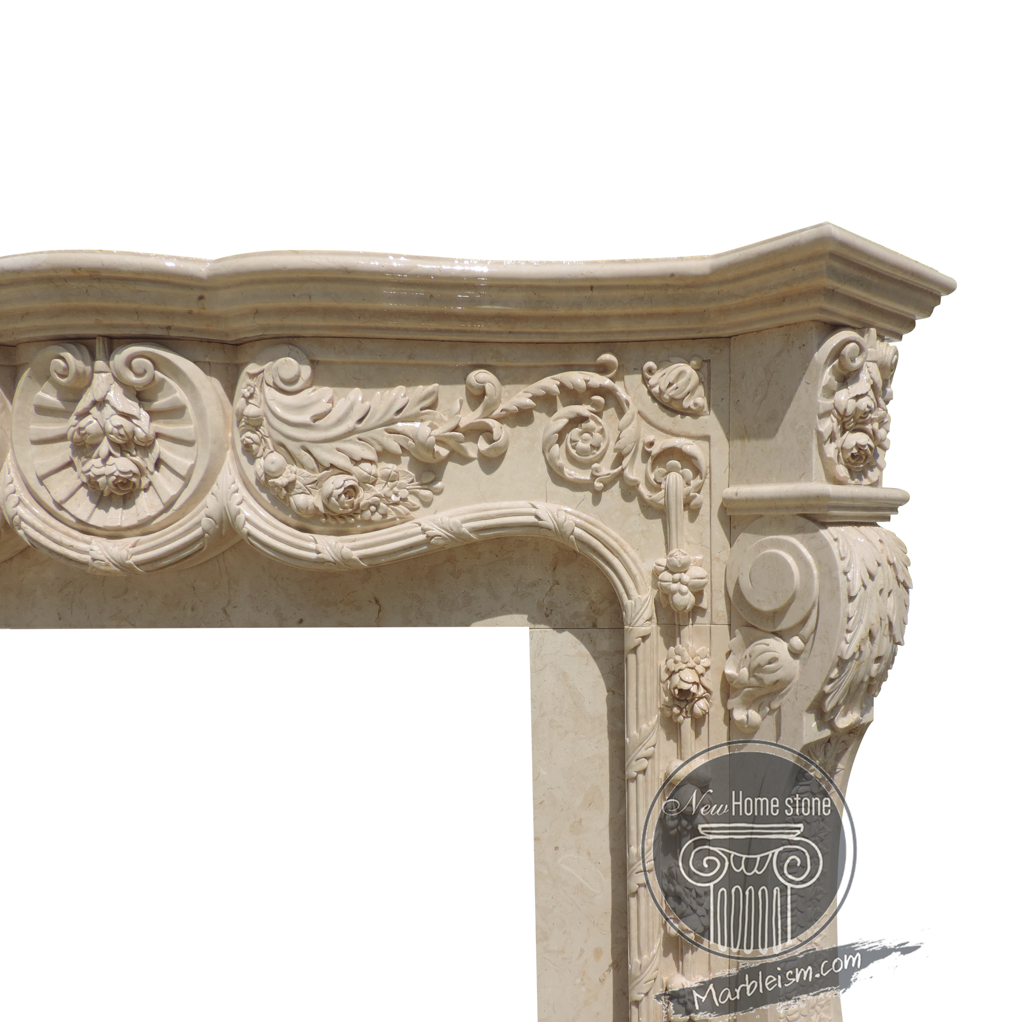 French style limestone fireplace surround