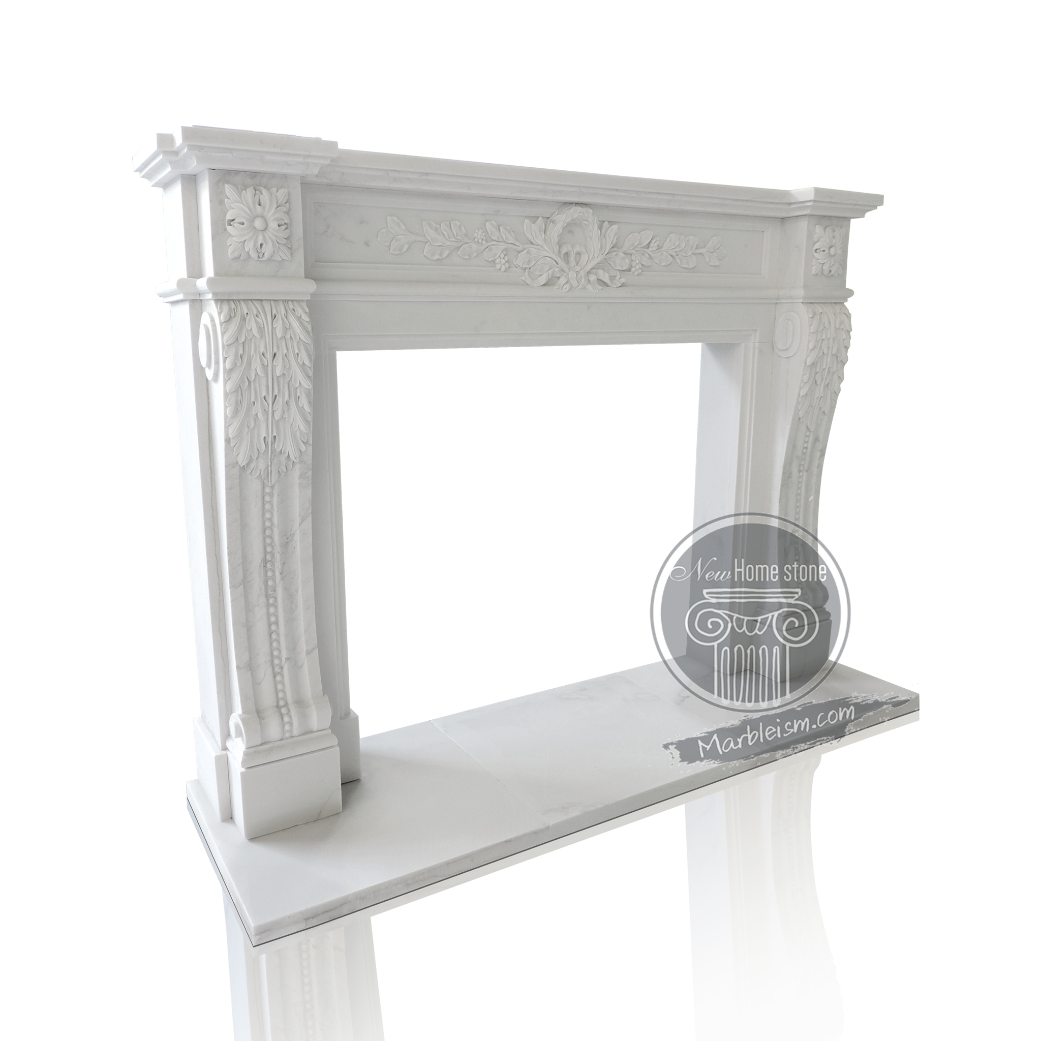 French Vintage Gothic Marble Fireplace Surround