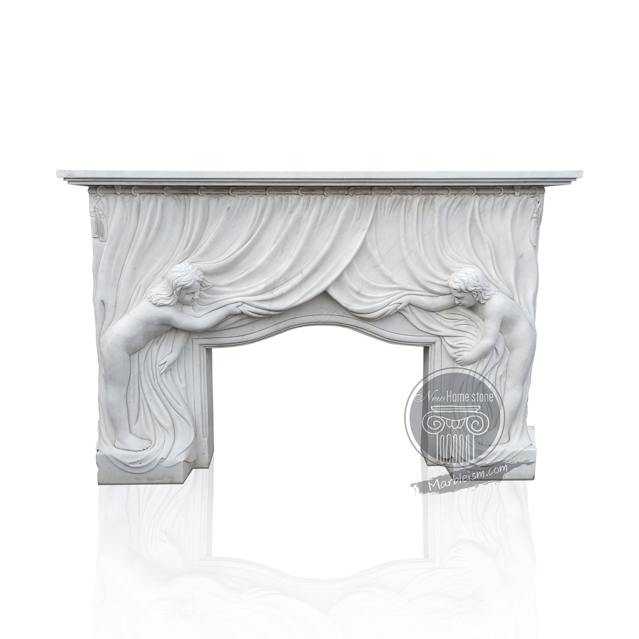 Unique Lifting Curtain Marble Fireplace