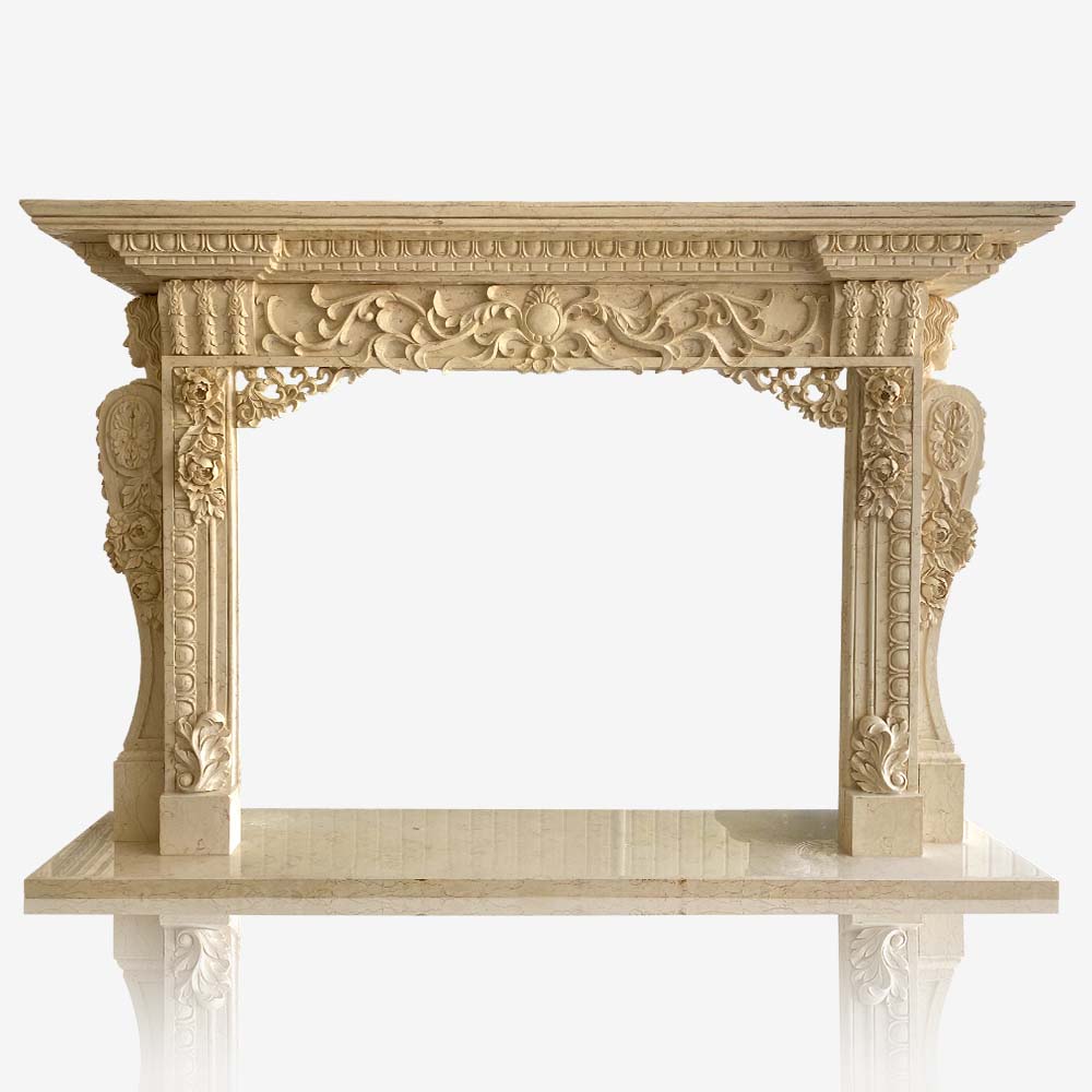 Marble Fireplace With Floral Carving Leg