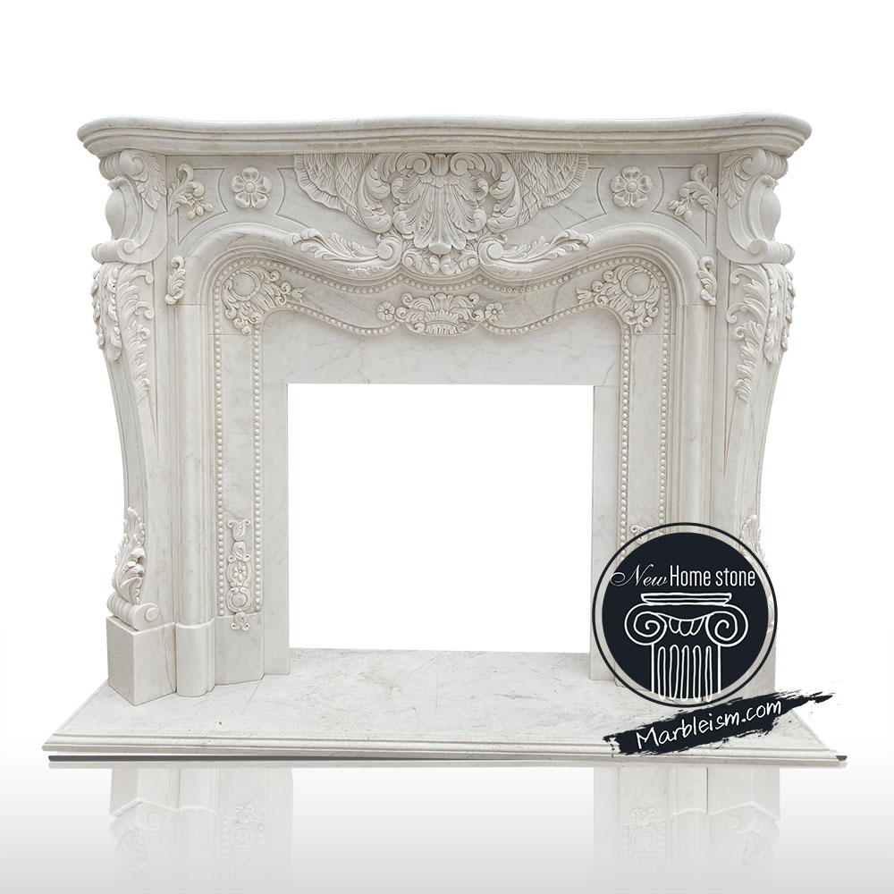 Marble fireplace with floral carving design