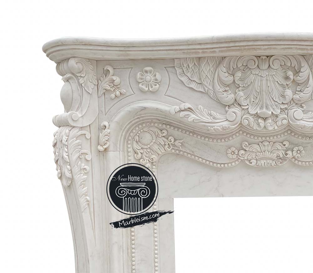 Marble fireplace with floral carving design