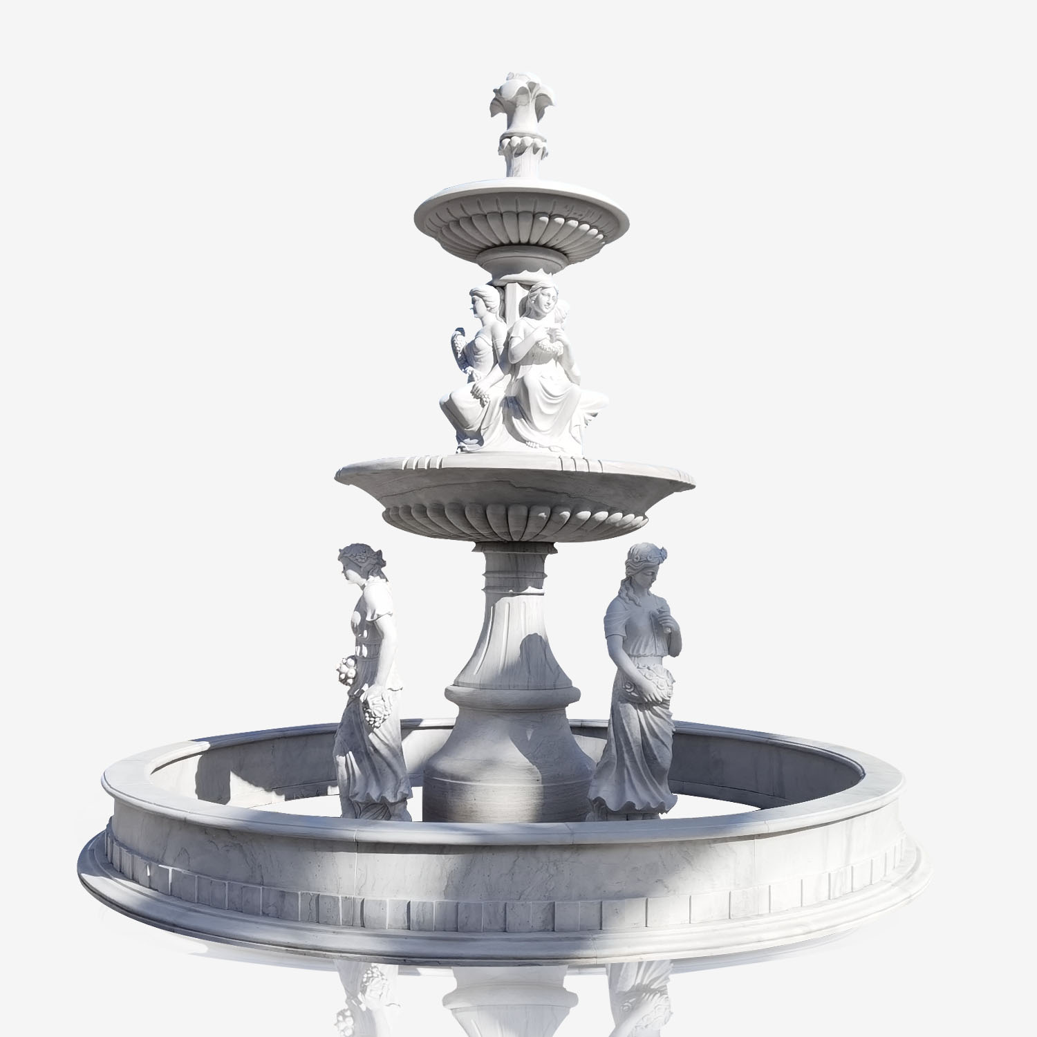 White Marble 3 Tiered Fountain