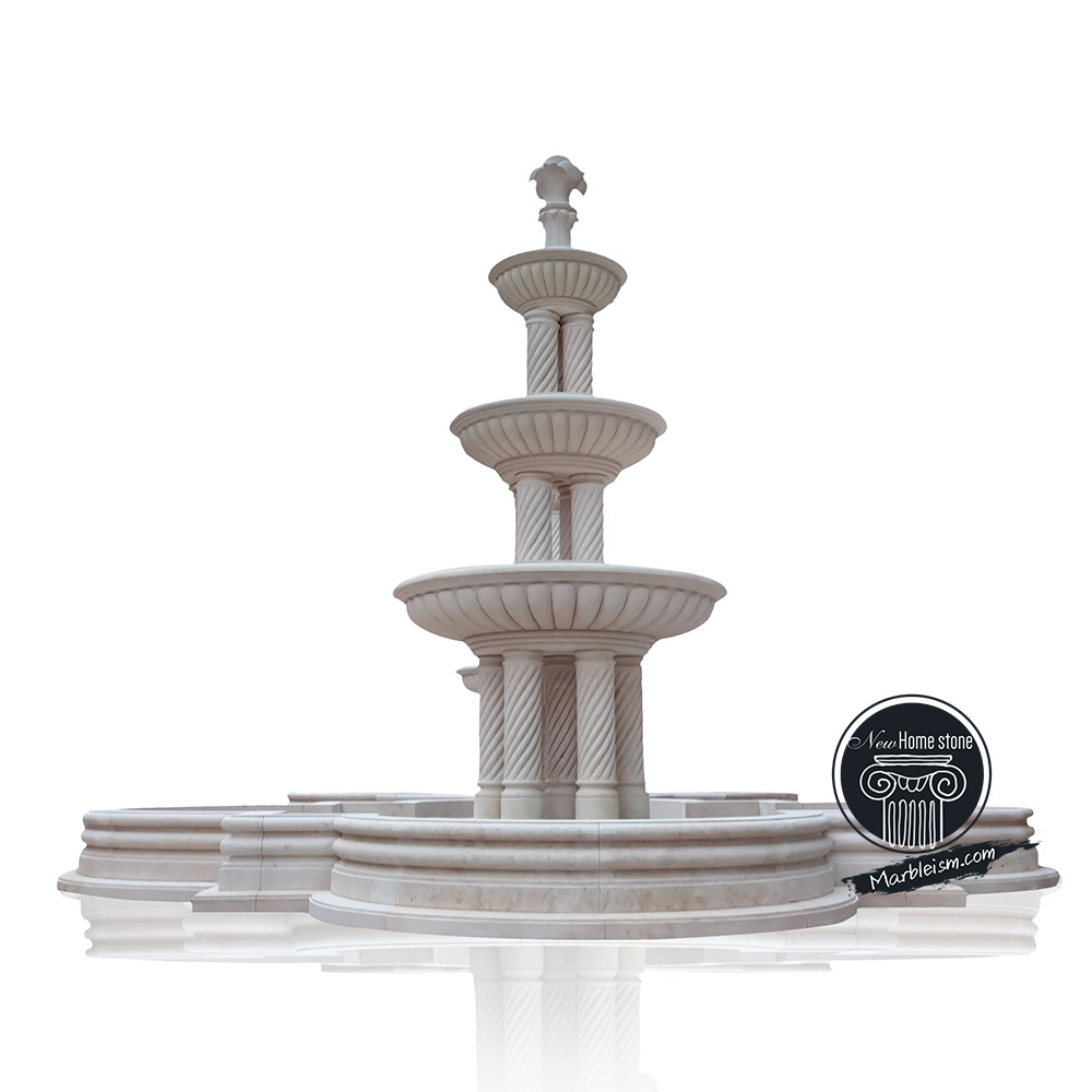 Egyptian Beige Marble Spiral Fountain