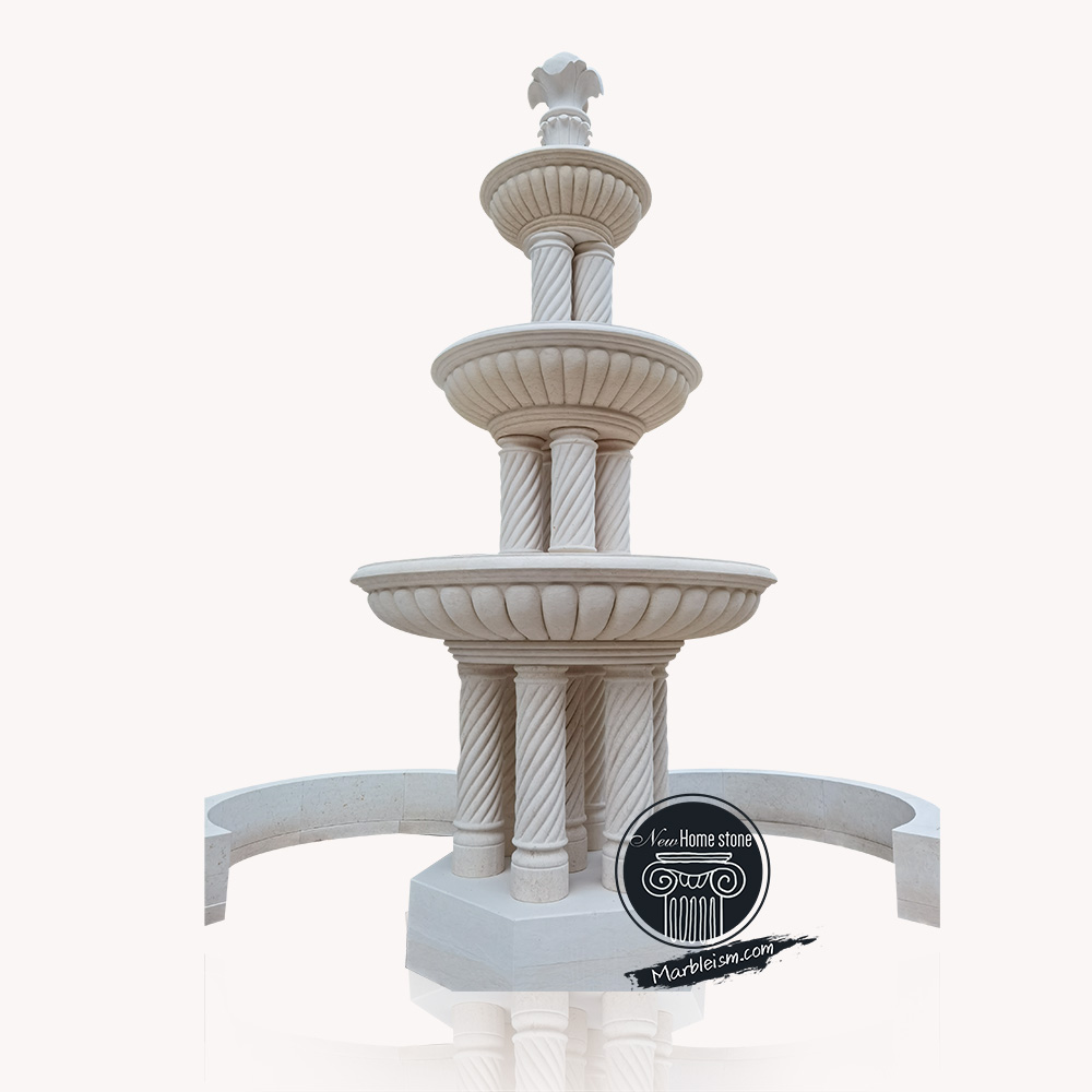 Egyptian Beige Marble Spiral Fountain