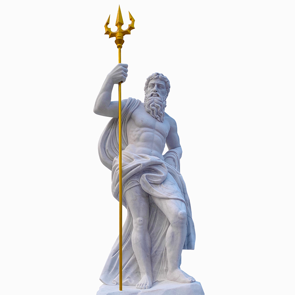 Elegant Marble Poseidon Statue