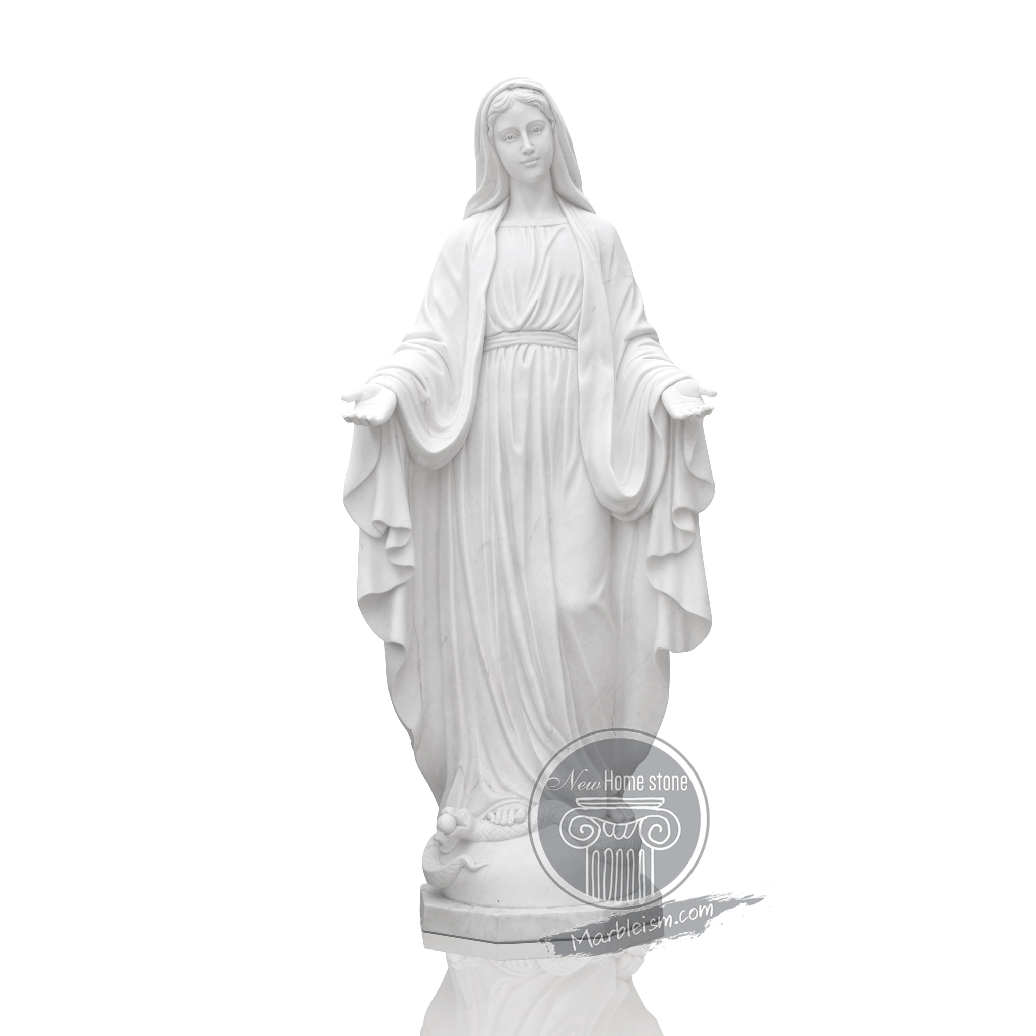 Beautiful Hand-Carved Marble Virgin Mary