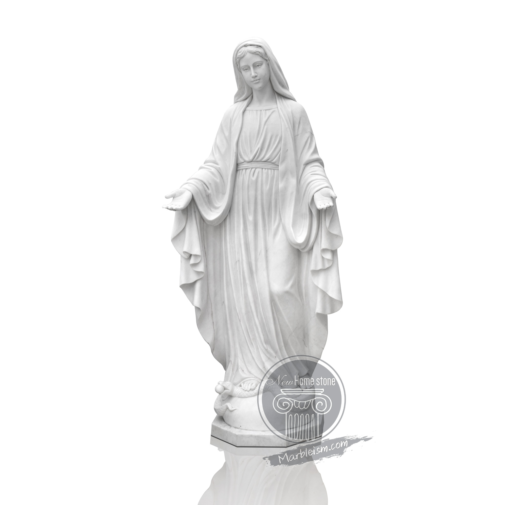 Beautiful Hand-Carved Marble Virgin Mary