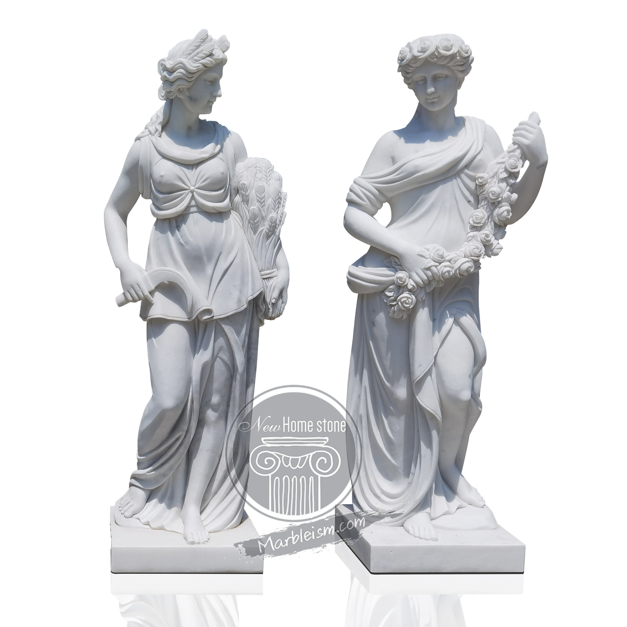 Marble Spring and Summer Goddess Garden Statues